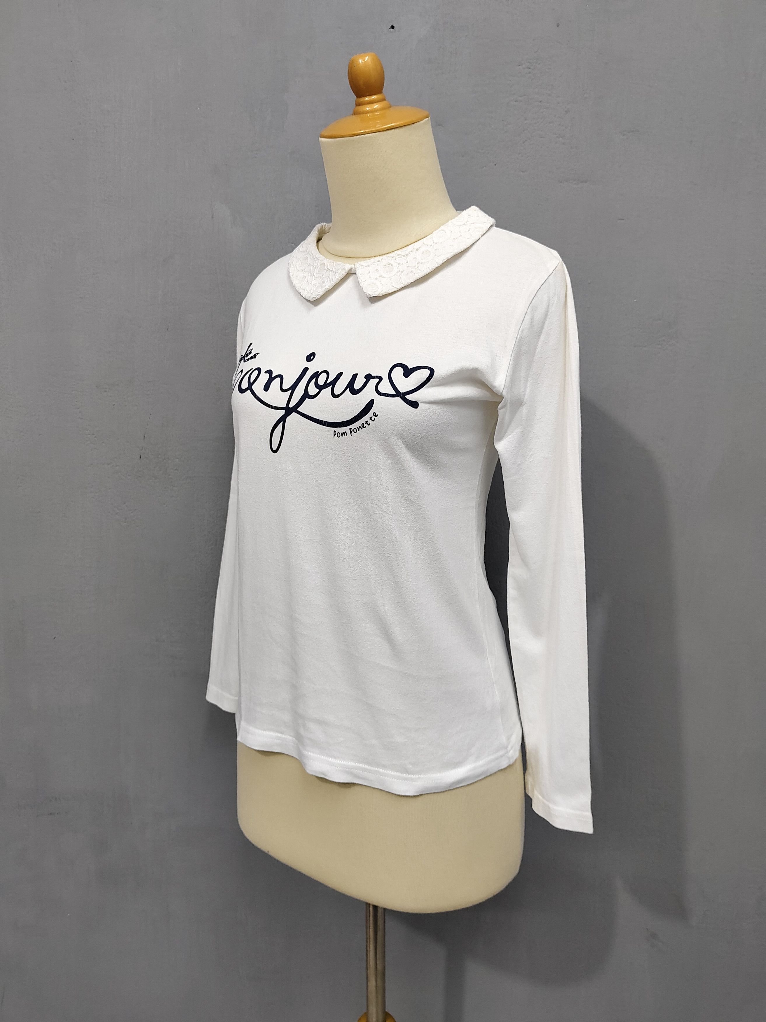 Angel Blue 2000s Pom Ponette🇯🇵 Bonjour Script Peter Pan Lace Collar Size M / US 6-8 / IT 42-44 - 3 Thumbnail