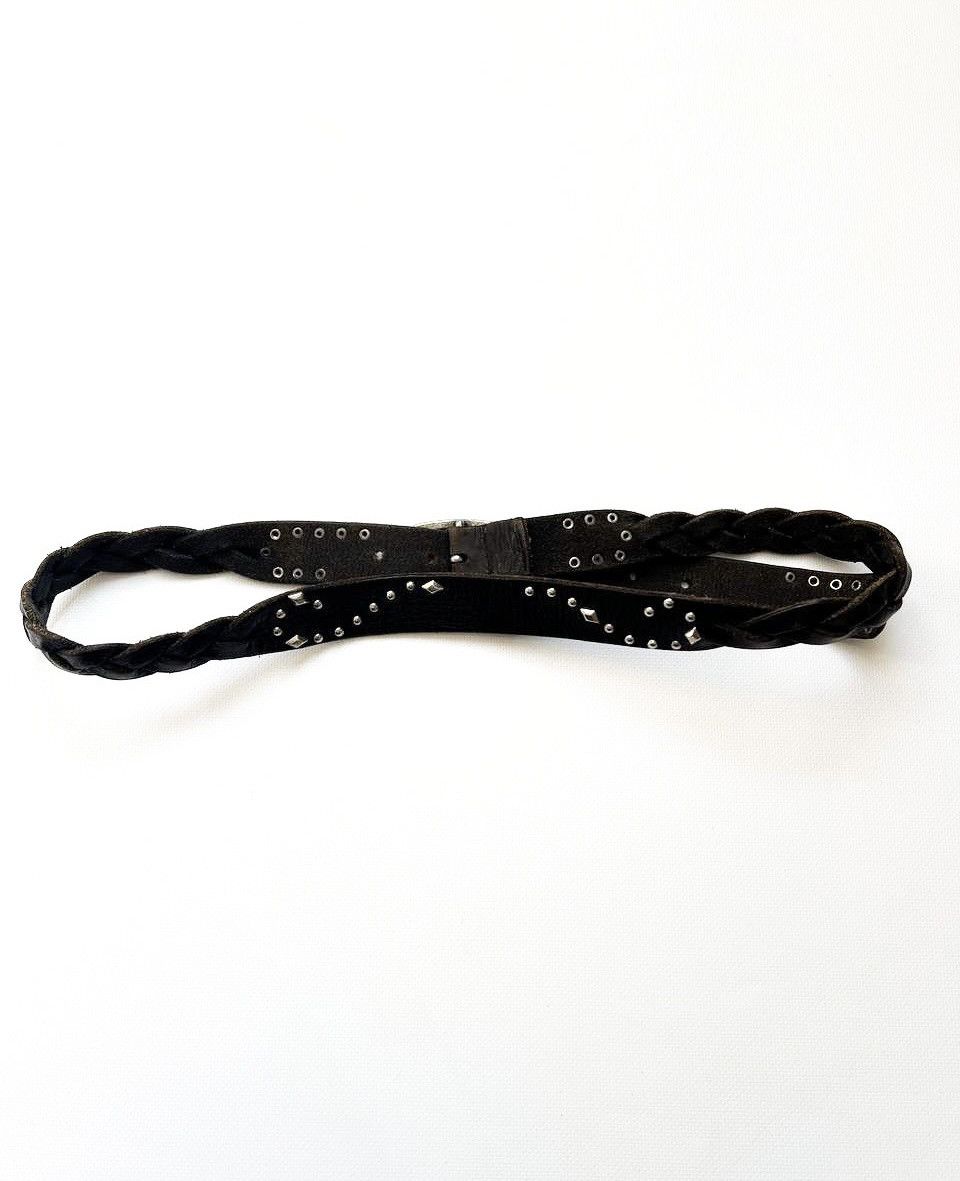 Diesel archive Diesel crazy pleated leather studded punk rivet belt Size ONE SIZE - 6 Thumbnail