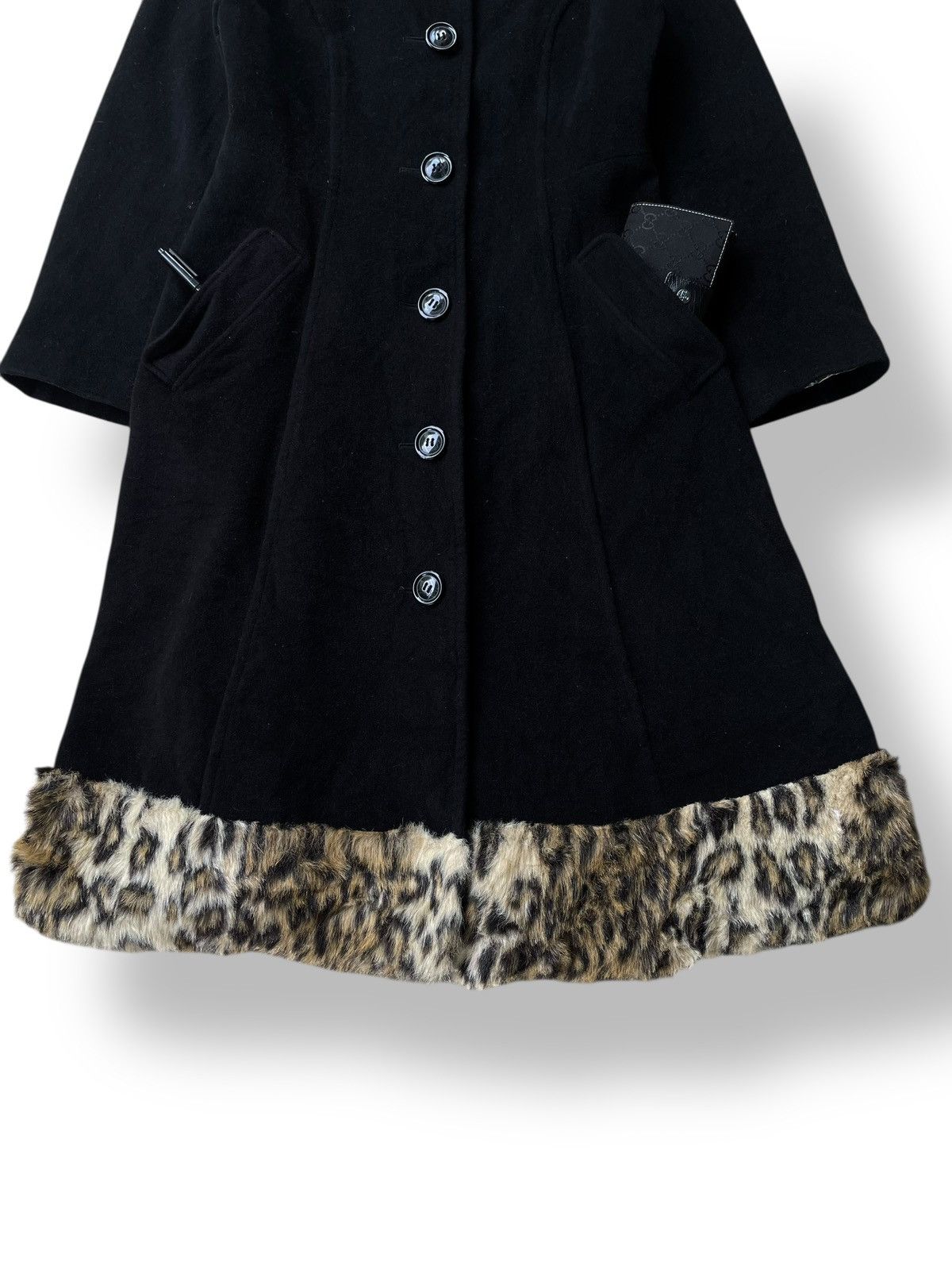 14th Addiction 🇯🇵 Machiko Jinto Leopard Fur Trench Coat Goa Gothic Punk Vkei Size S / US 4 / IT 40 - 12 Thumbnail