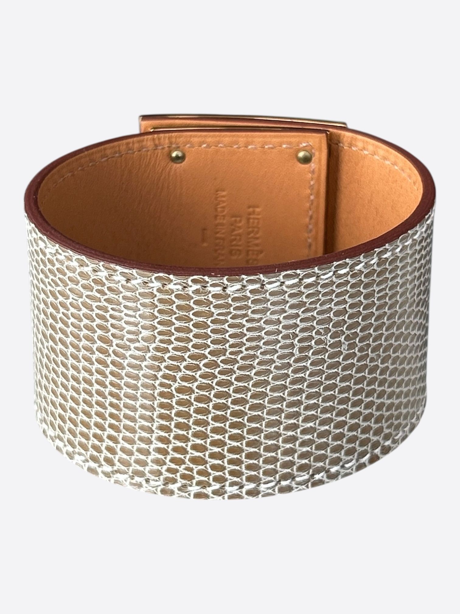 Hermes Hermes Beige Lizard & Gold Hardware Kelly Bracelet Size ONE SIZE - 2 Thumbnail