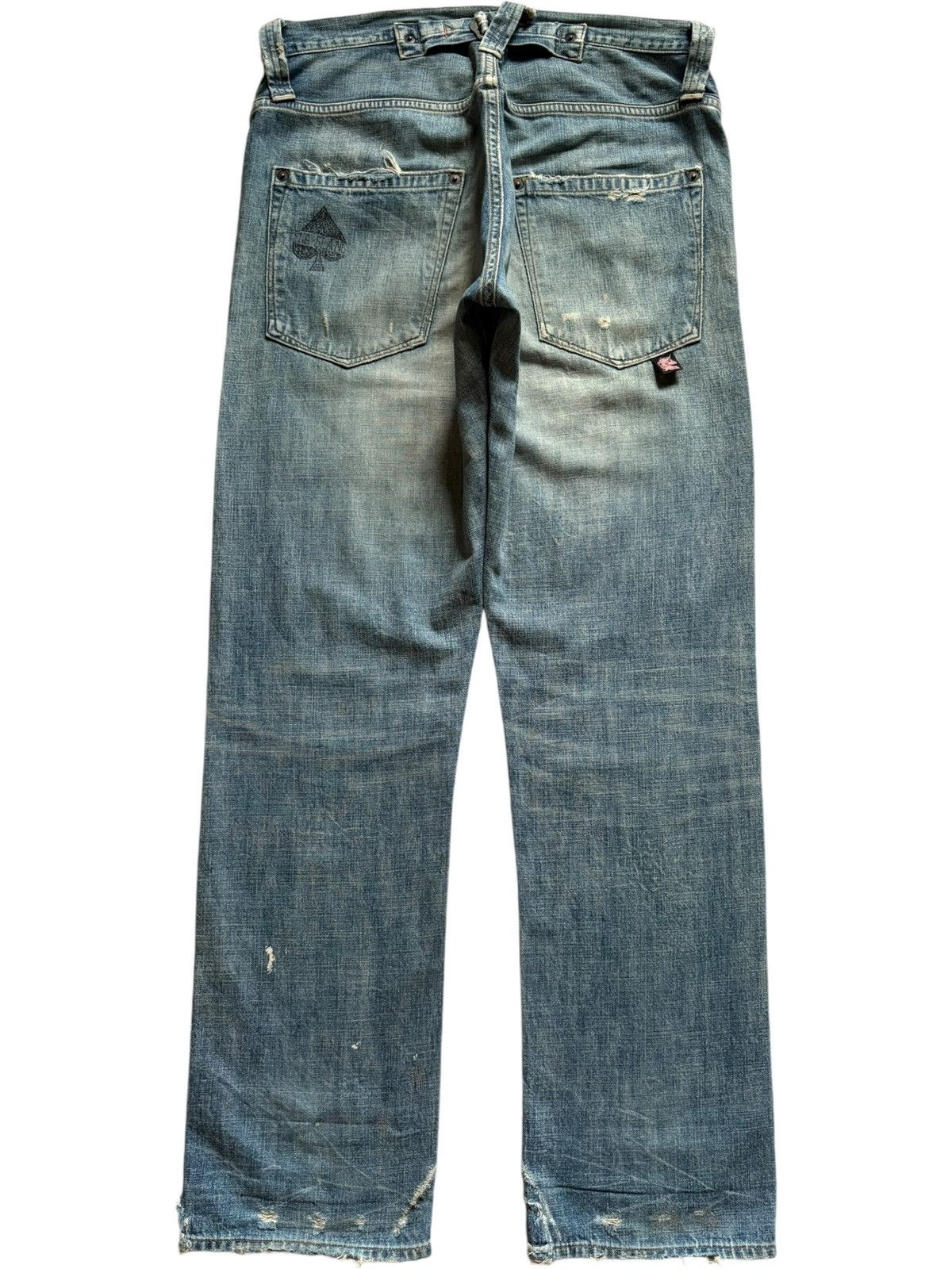 Japanese Brand × KMRii Vintage Rna Inc Buckle Back Faded Wash Distress Patch Jeans Size US 31 - 2 Thumbnail