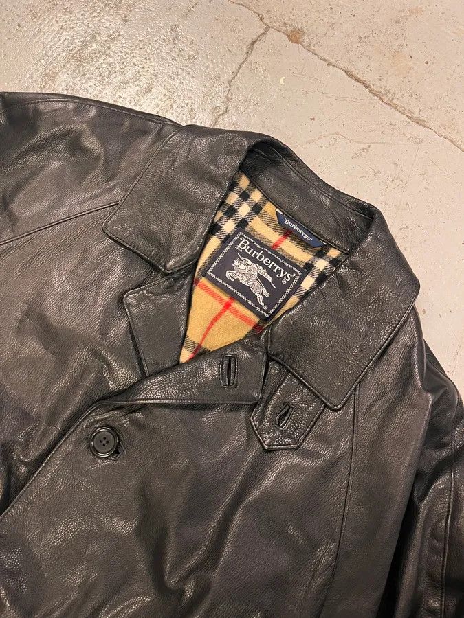 Burberry 2000s Burberry Black Leather Trench Coat Size US M / EU 48-50 / 2 - 5 Thumbnail