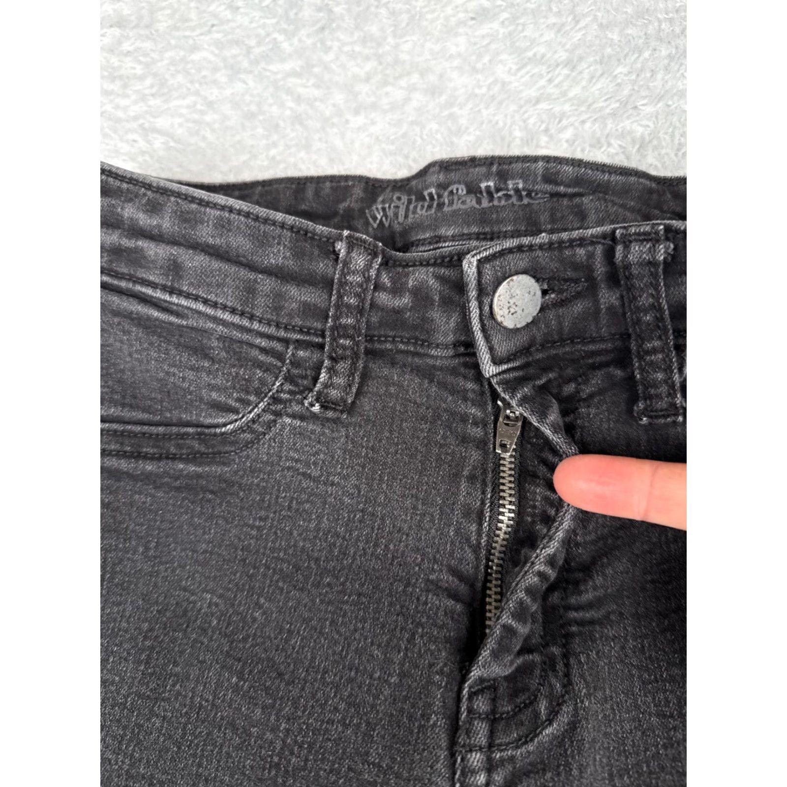 Vintage Wild Fabel Jeans 00 Black Mid Rise Skinny Cotton Blend 25x27 Womens Size 24" / US 00 / IT 34 - 5 Thumbnail
