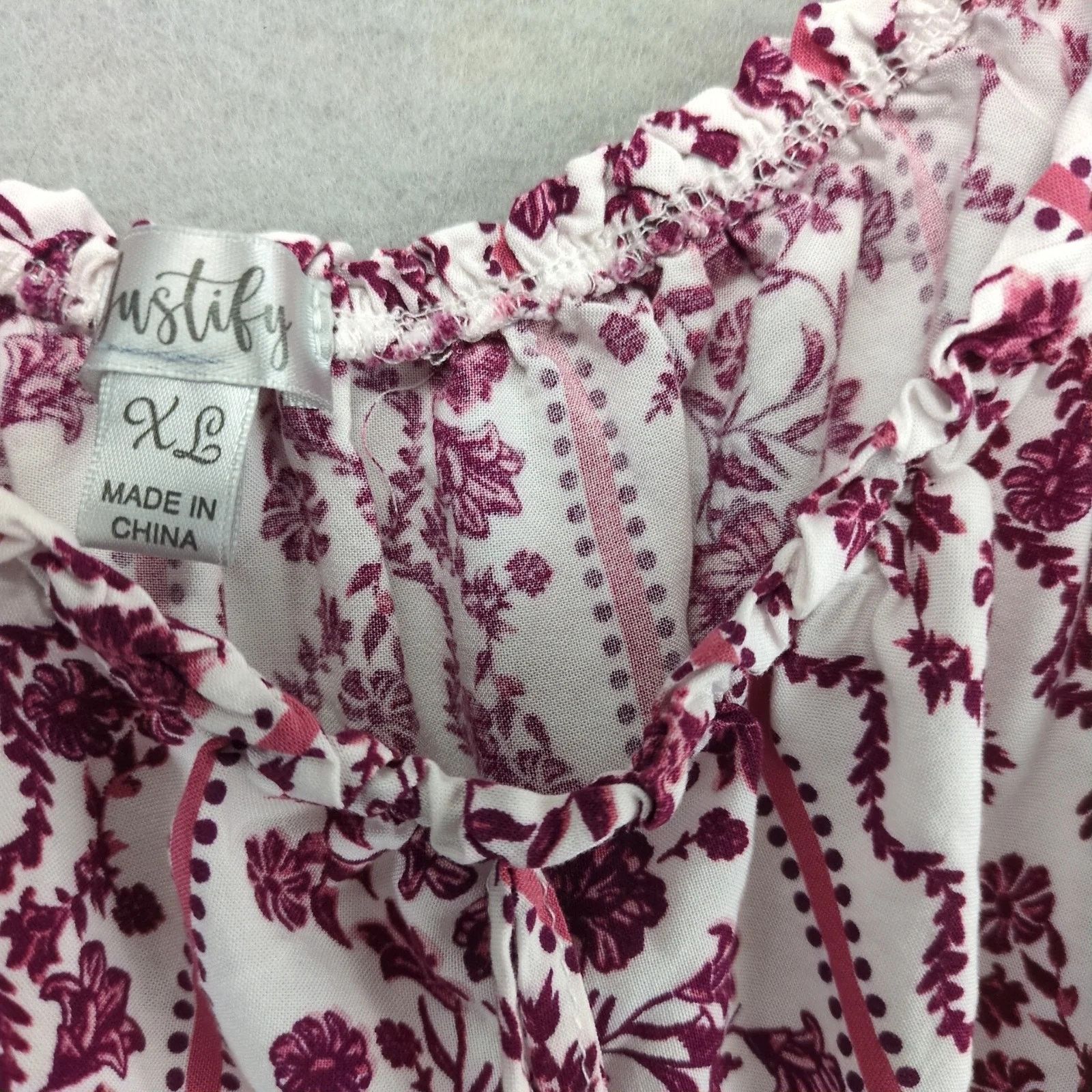 Other Justify Burgundy Floral Off-Shoulder Mini Peasant Dress XL Size XL / US 12-14 / IT 48-50 - 3 Thumbnail