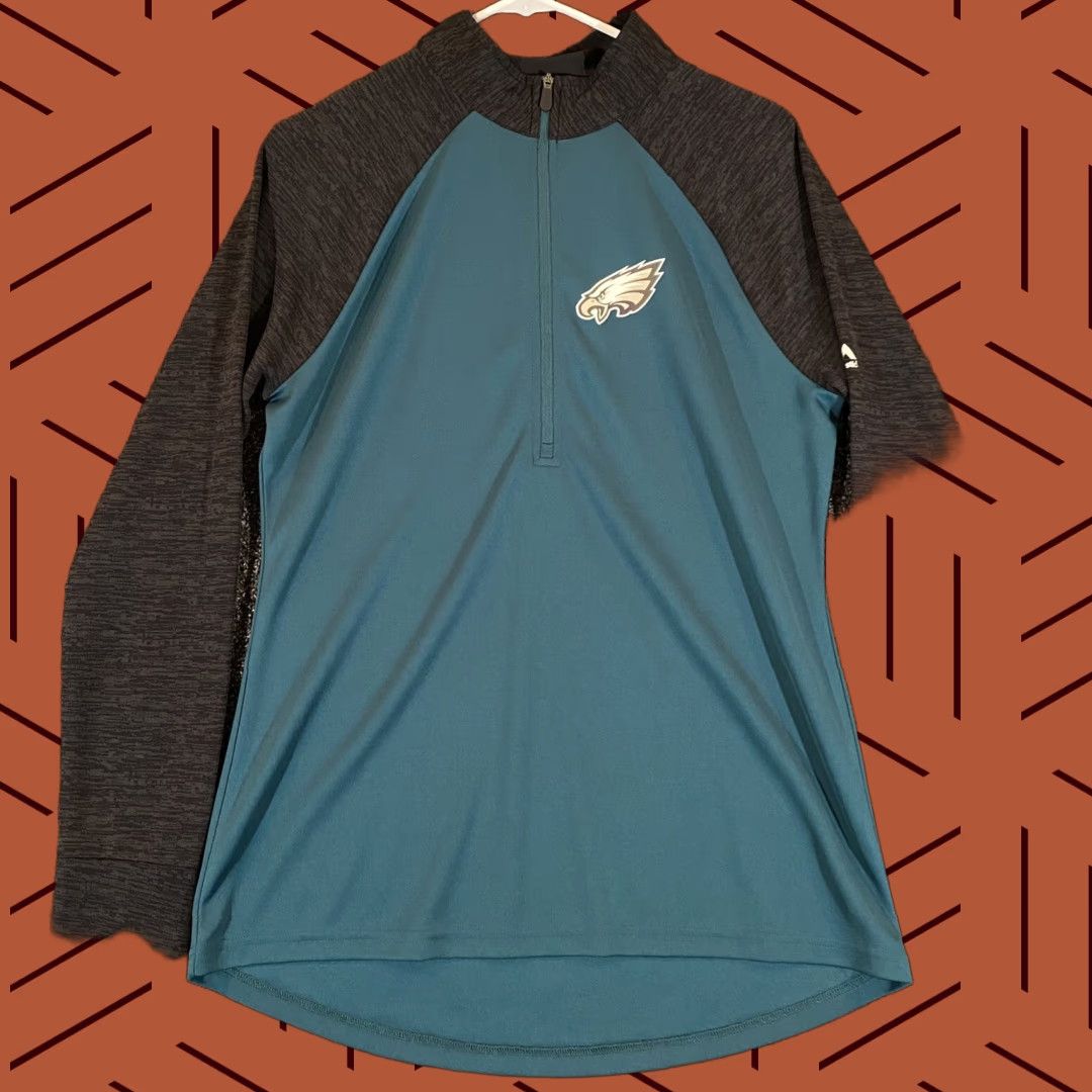 NFL Majestic Philadelphia Eagles Pullover Mens Large Green NFL Cool Base 1/2 Zip Size US L / EU 52-54 / 3 - 1 Thumbnail