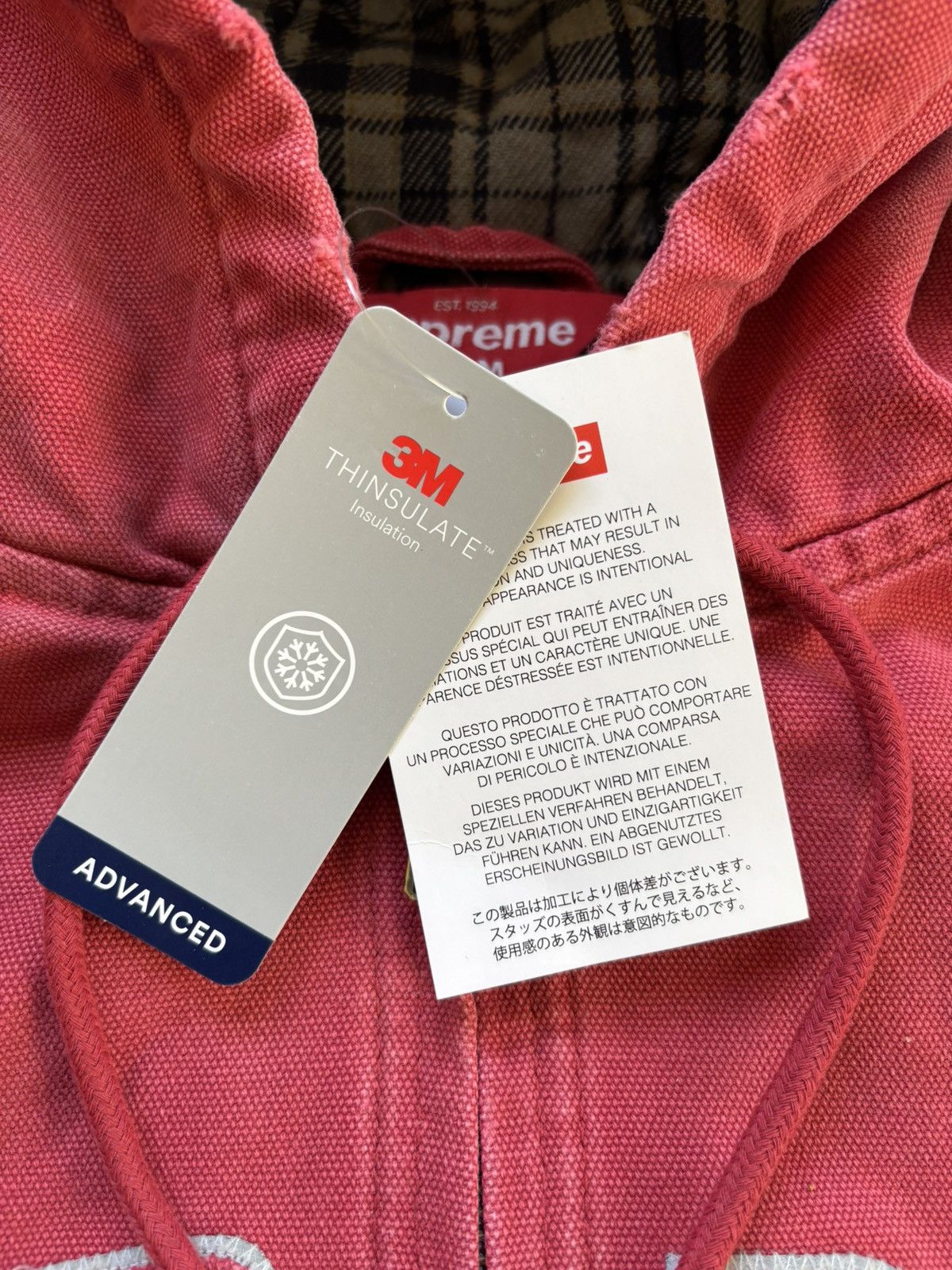 Supreme Reflective Arc Hooded Work Jacket Red FW25