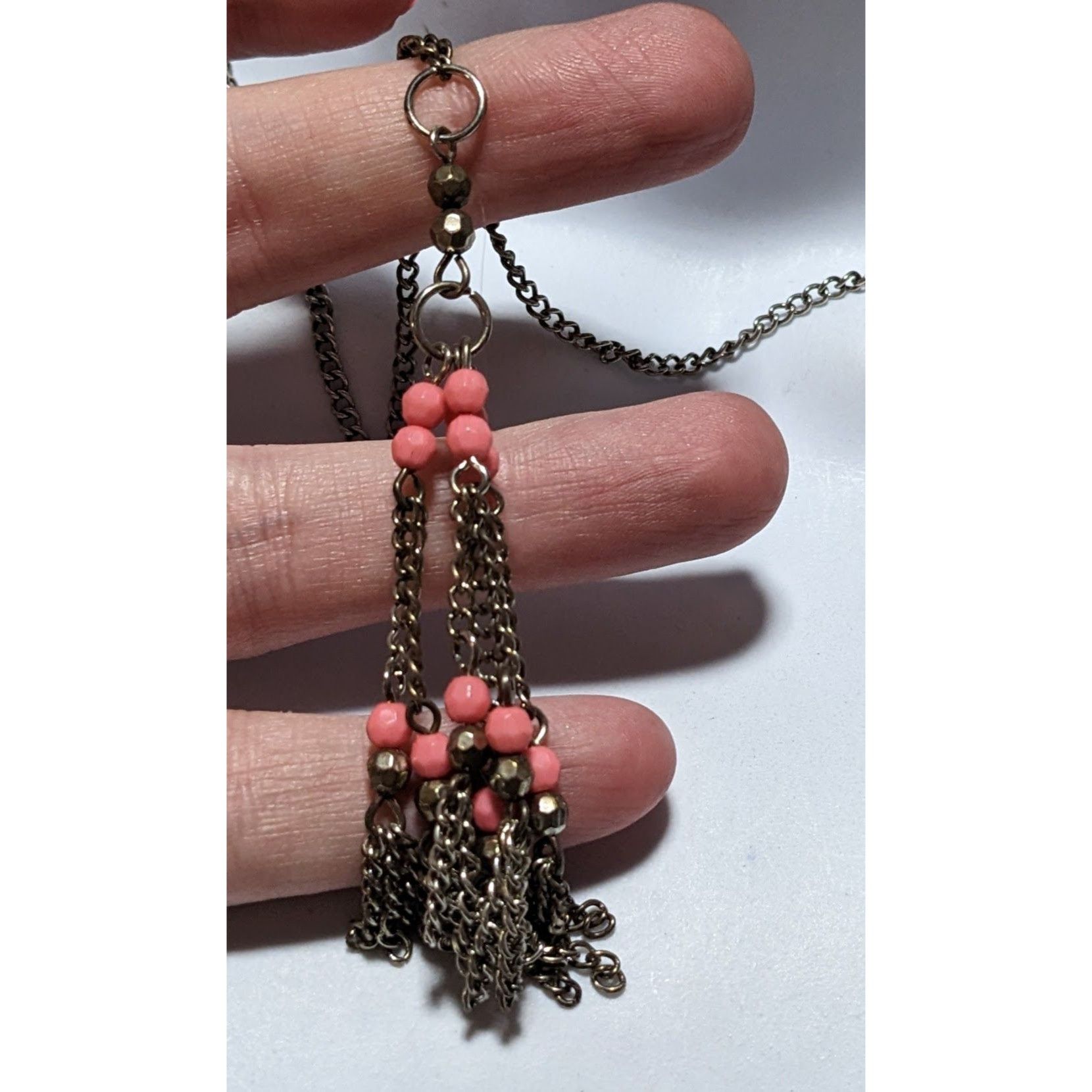 Other Pink And Silver Beaded Chain Tassel Necklace Size ONE SIZE - 6 Thumbnail