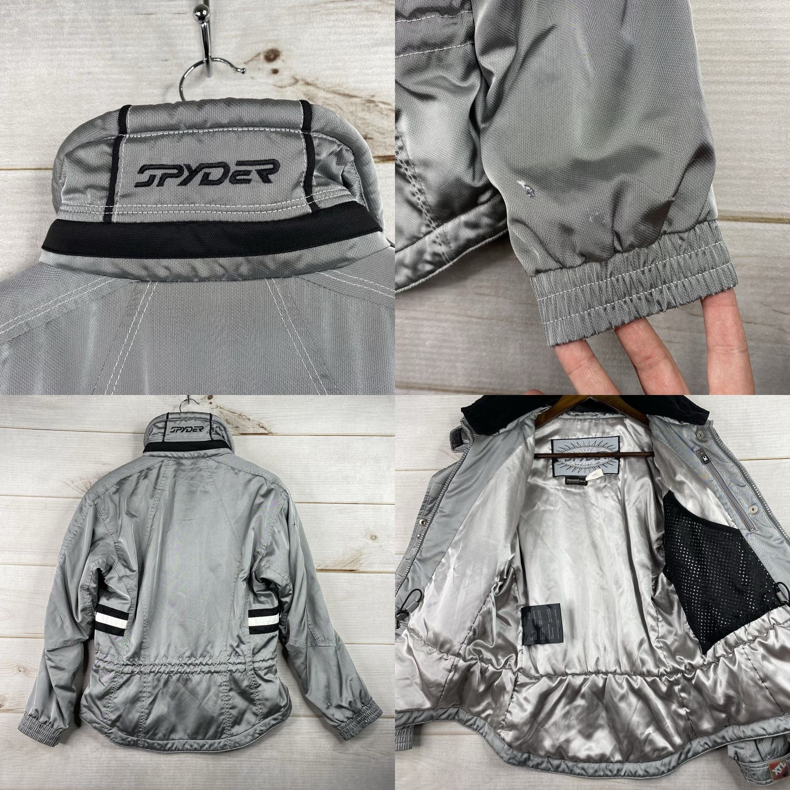 Spyder VINTAGE Spider Womens Ski Jacket Gray 4 Zip Hooded Pockets Logo Insulated Thinsulate Winter Casual Mens Womens Girls? Size S / US 4 / IT 40 - 8 Thumbnail