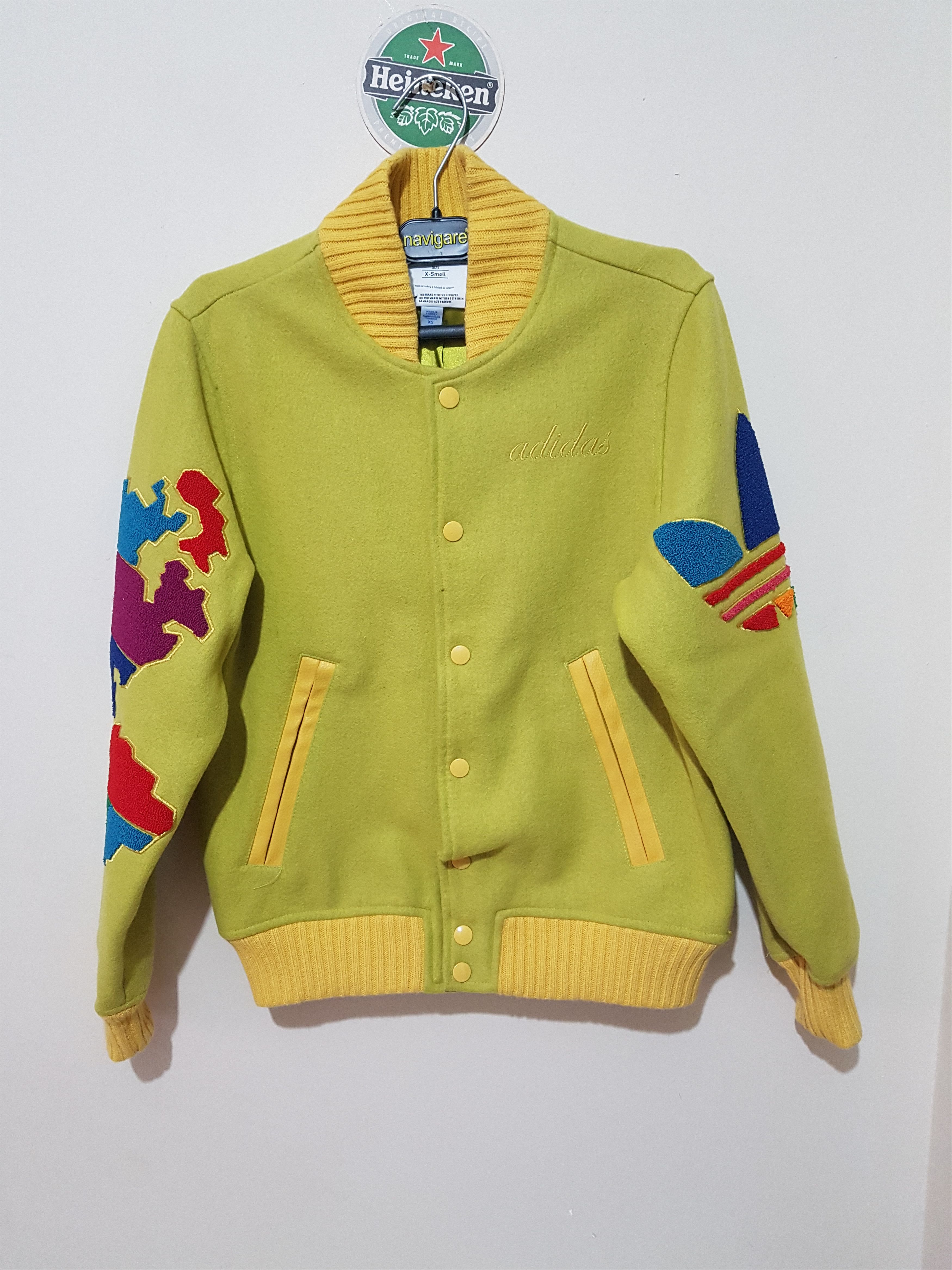 Adidas × Jeremy Scott Globe Varsity Letterman Jacket Wool Bomber World Map Size US XS / EU 42 / 0 - 1 Thumbnail