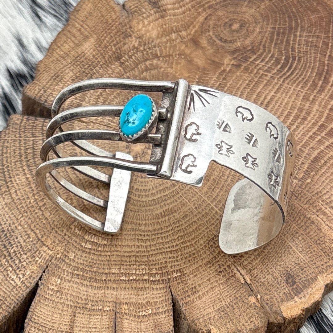Native 1990s Native American NAVAJO Sterling & Turquoise Bracelet Size ONE SIZE - 2 Thumbnail
