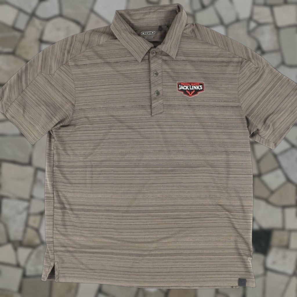 Vintage Ogio Jack Links Jerky Stretch Polyester Striped Polo Shirt Brown Men's L Size US L / EU 52-54 / 3 - 1 Thumbnail