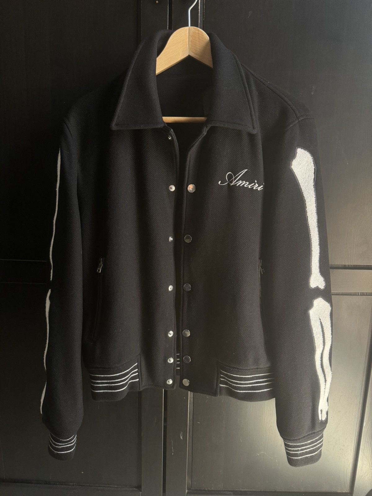 Amiri bones wool varsity jacket