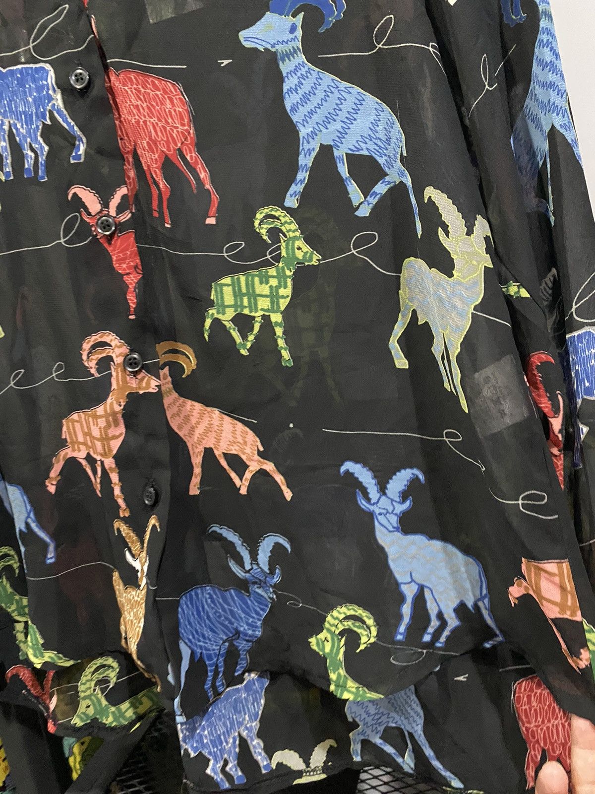 Japanese Brand Torah Goat Art Print Top Transparent Sheer Blouse All Over Size M / US 6-8 / IT 42-44 - 6 Thumbnail