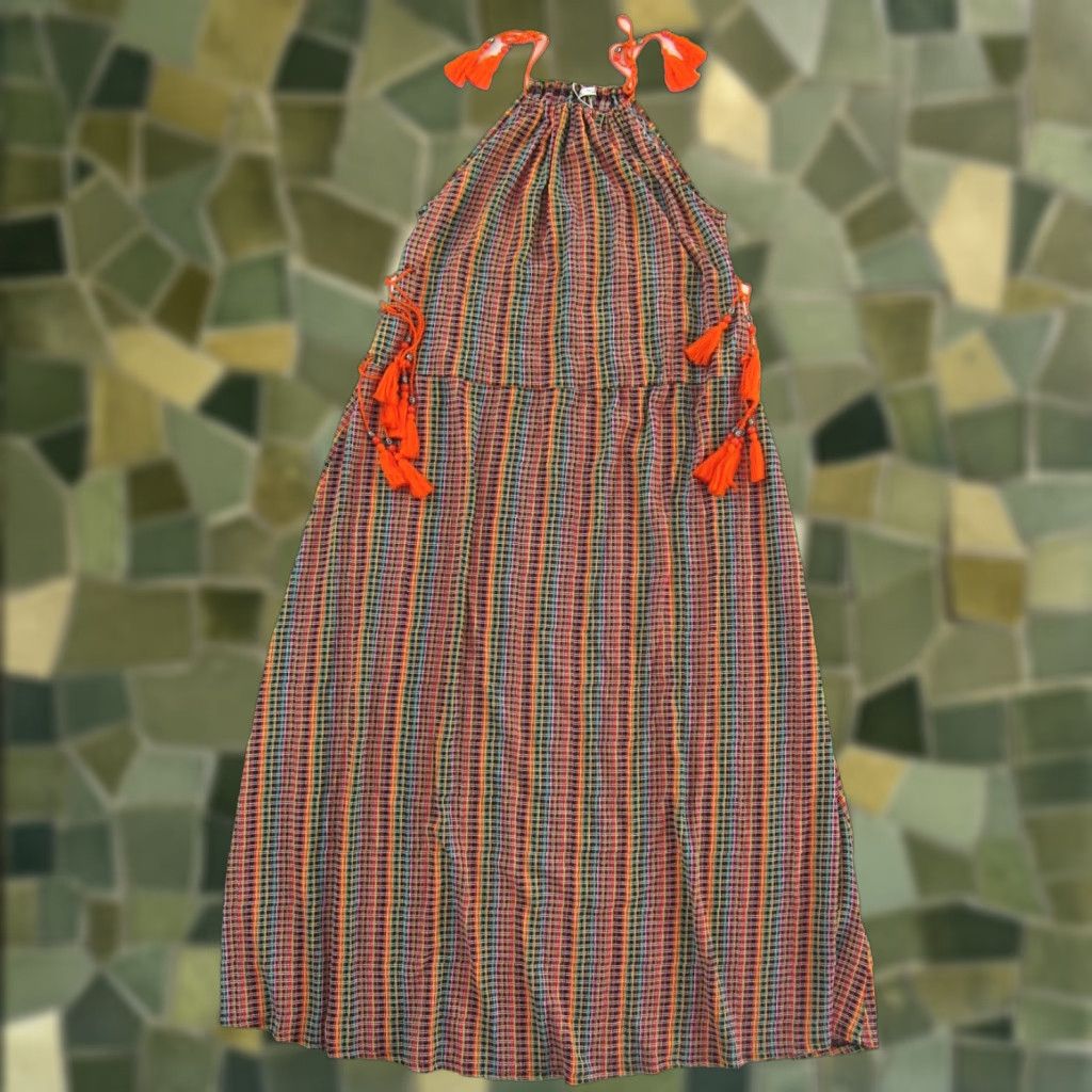 Zara NWT ZARA Maxi Dress Shirt Dress S Women Orange Stripe Fringe Strap Long Slip Sun Dress S Size S / US 4 / IT 40 - 1 Thumbnail