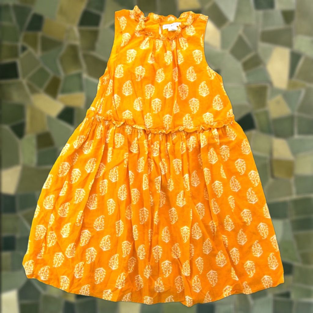 Lucky Brand Lucky Brand 100% Cotton Orange White Floral High Neck Sheath Tank Sun Dress XS Size XS / US 0-2 / IT 36-38 - 1 Thumbnail