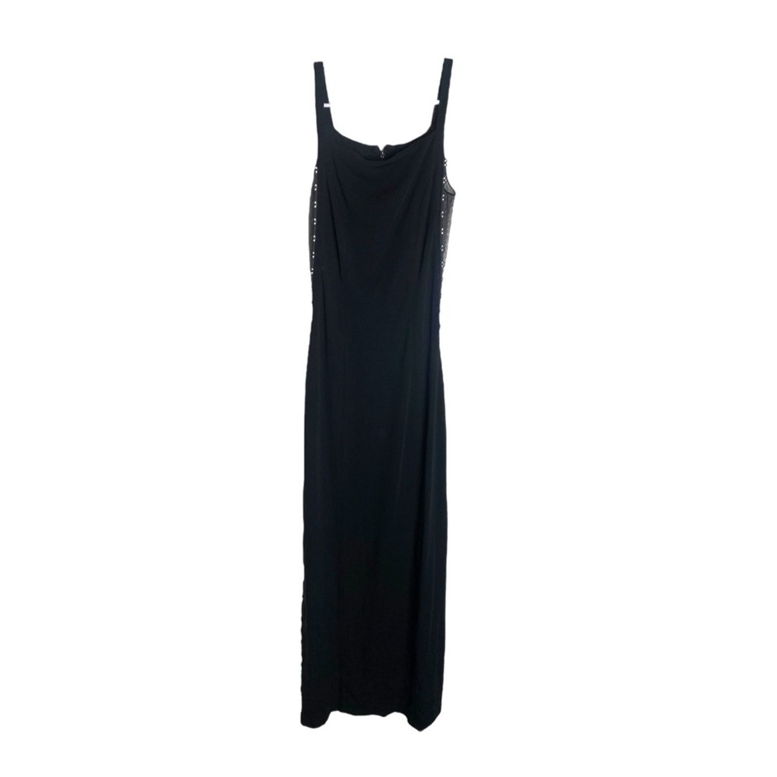 Designer IKiTo Vintage Maxi Black Ring Stud Sheer Dress 38 Size S / US 4 / IT 40 - 2 Thumbnail