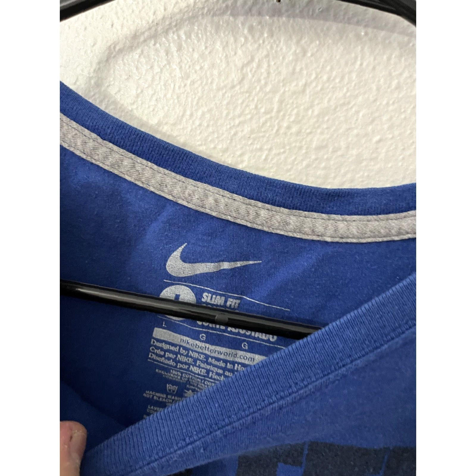 Nike Nike T-Shirt Slim Fit Blue Short Sleeve Crew Neck Logo The Athletic Dept Best Better Today Velvety Cotton Blend Women L Size US L / EU 52-54 / 3 - 3 Thumbnail