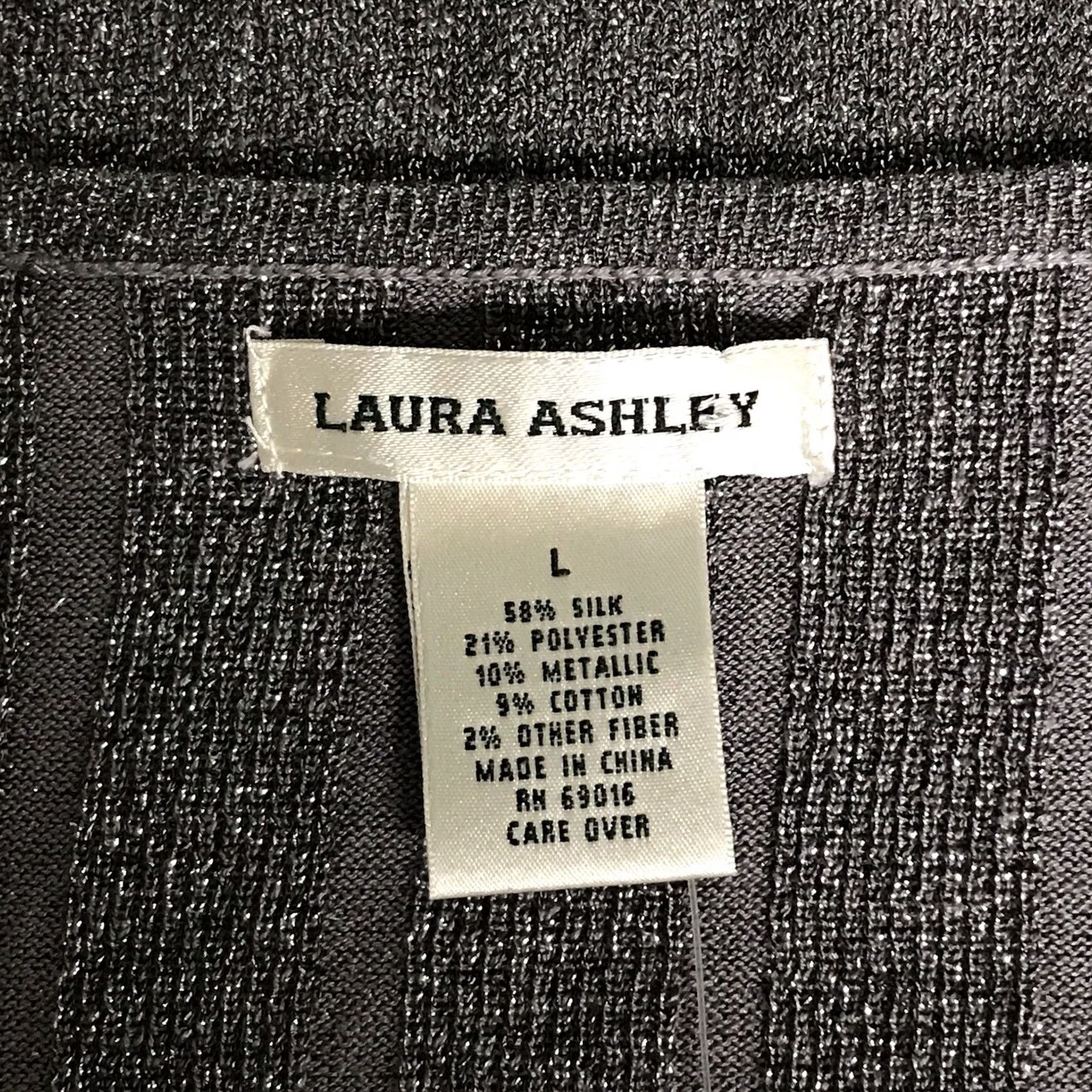 Laura Ashley VINTAGE Laura Ashley Women Gunmetal Silver Silk Blend Vertical Striped Long Sleeve Kimono Top Blouse L Size L / US 10 / IT 46 - 2 Thumbnail