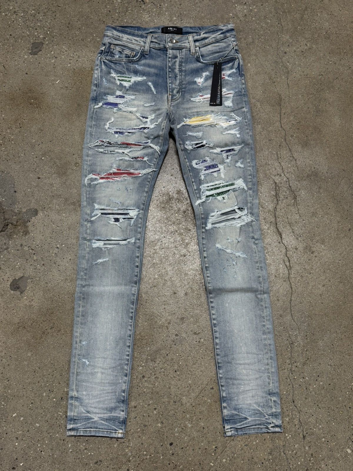 Amiri Amiri Thrasher Rainbow Patch Denim Jeans 1500$ Size US 31 - 1 Thumbnail