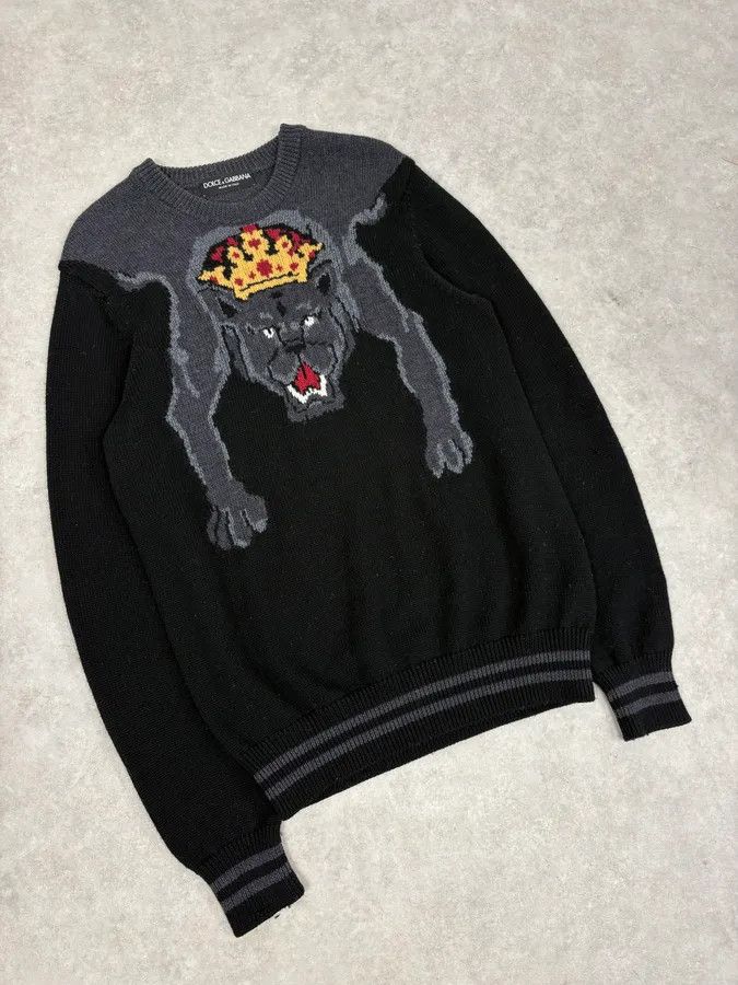 Dolce & Gabbana AW2017 Dolce & Gabbana Black King Panther Wool Sweater Size US M / EU 48-50 / 2 - 5 Thumbnail