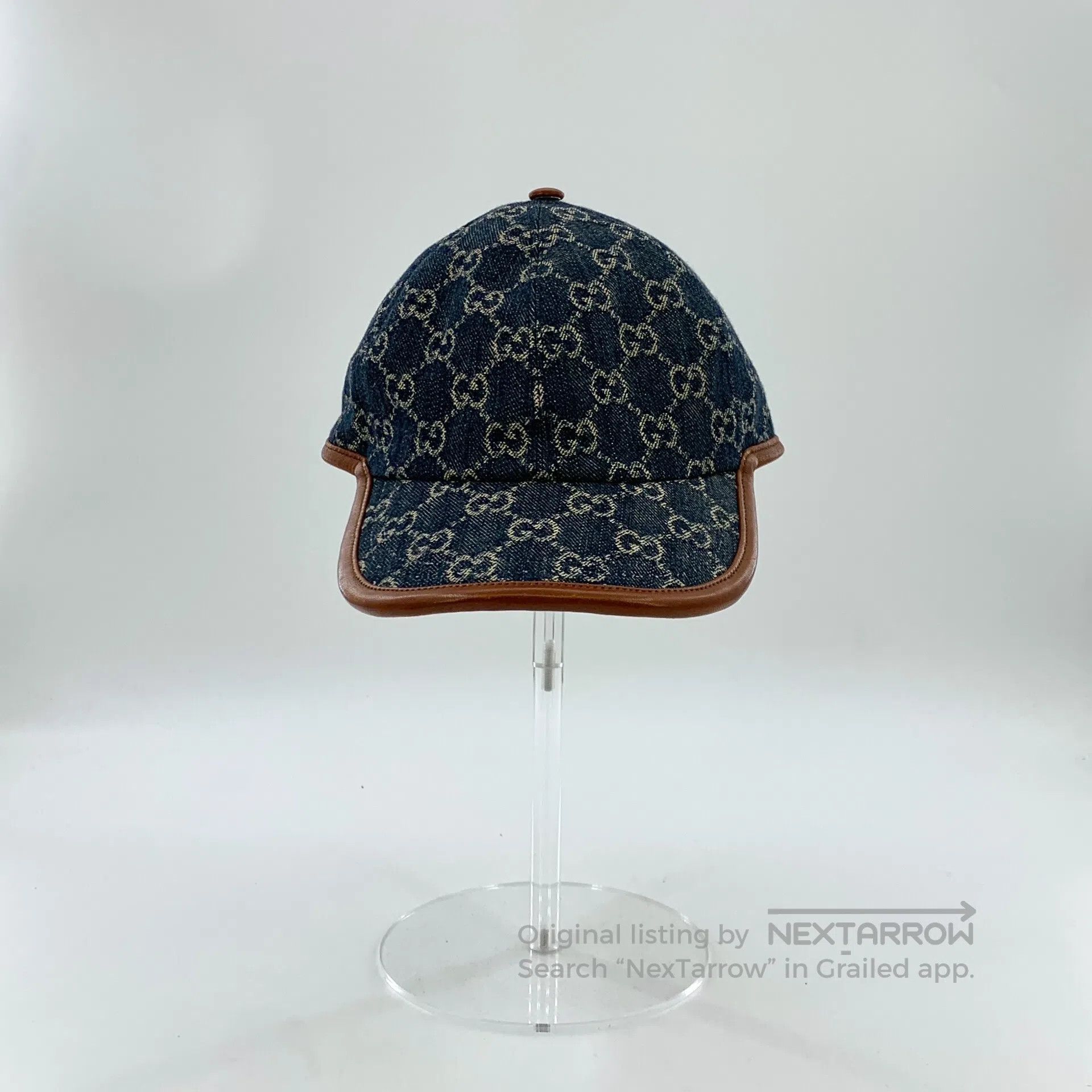 Gucci Guicci Navy Blue Logo Jacquard Full Print Cotton Baseball Size ONE SIZE - 1 Thumbnail