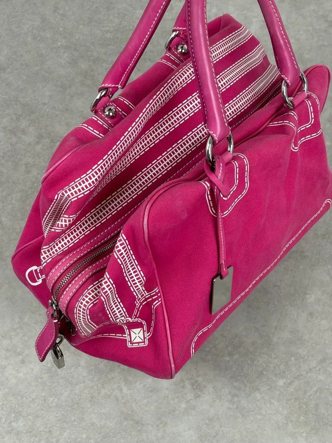 Dolce & Gabbana AW2010 Dolce & Gabbana Fuchsia Pink Canvas Trompe Loeil Zip Bag Size ONE SIZE - 10 Thumbnail