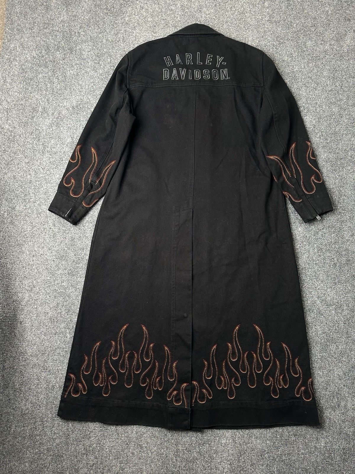 Harley Davidson Mens Coat Harley Davidson Flame Embroidered Long, Size XL Size US XL / EU 56 / 4 - 2 Thumbnail