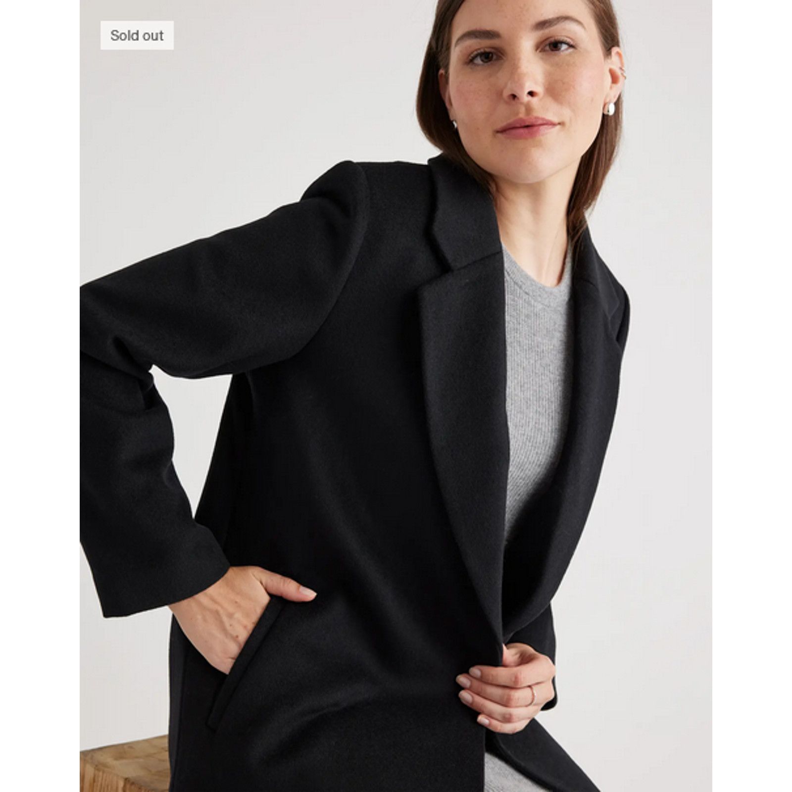 Quince Quince Italian Wool Single Breasted Coat Black Small NWT Size S / US 4 / IT 40 - 7 Thumbnail