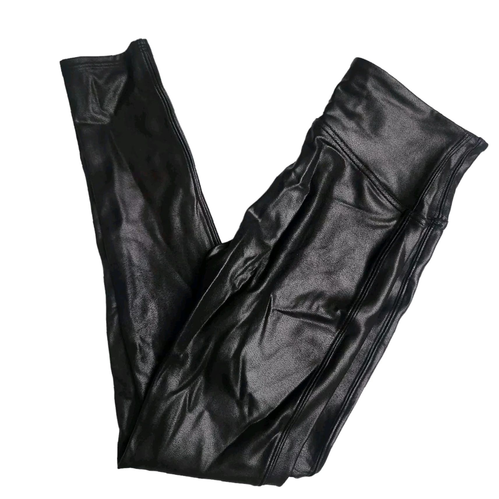 Spanx Spanx by Sara Blakely Leggings Womens Med Petite Faux Leather Black Stretch Size 27" / US 4 / IT 40 - 4 Thumbnail