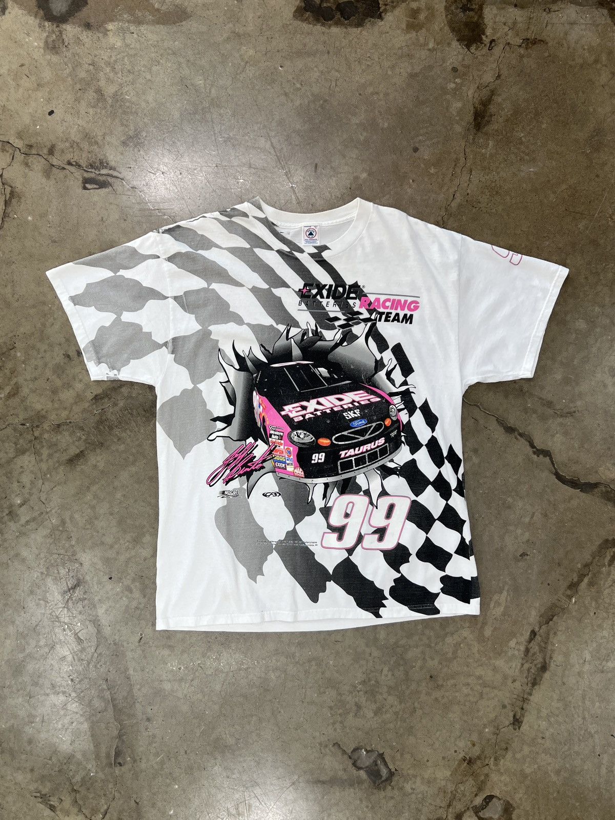 NASCAR Vintage AOP NASCAR 90s Exide Jeff Burton Racing Ford Tee XL Size US XL / EU 56 / 4 - 2 Thumbnail