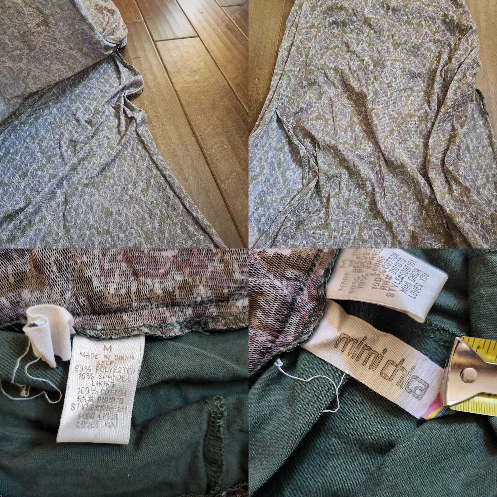 Vintage Mimi Chica Skirt Maxi Women's Brown Floral Slit Size M Size 32" / US 10 / IT 46 - 9 Thumbnail