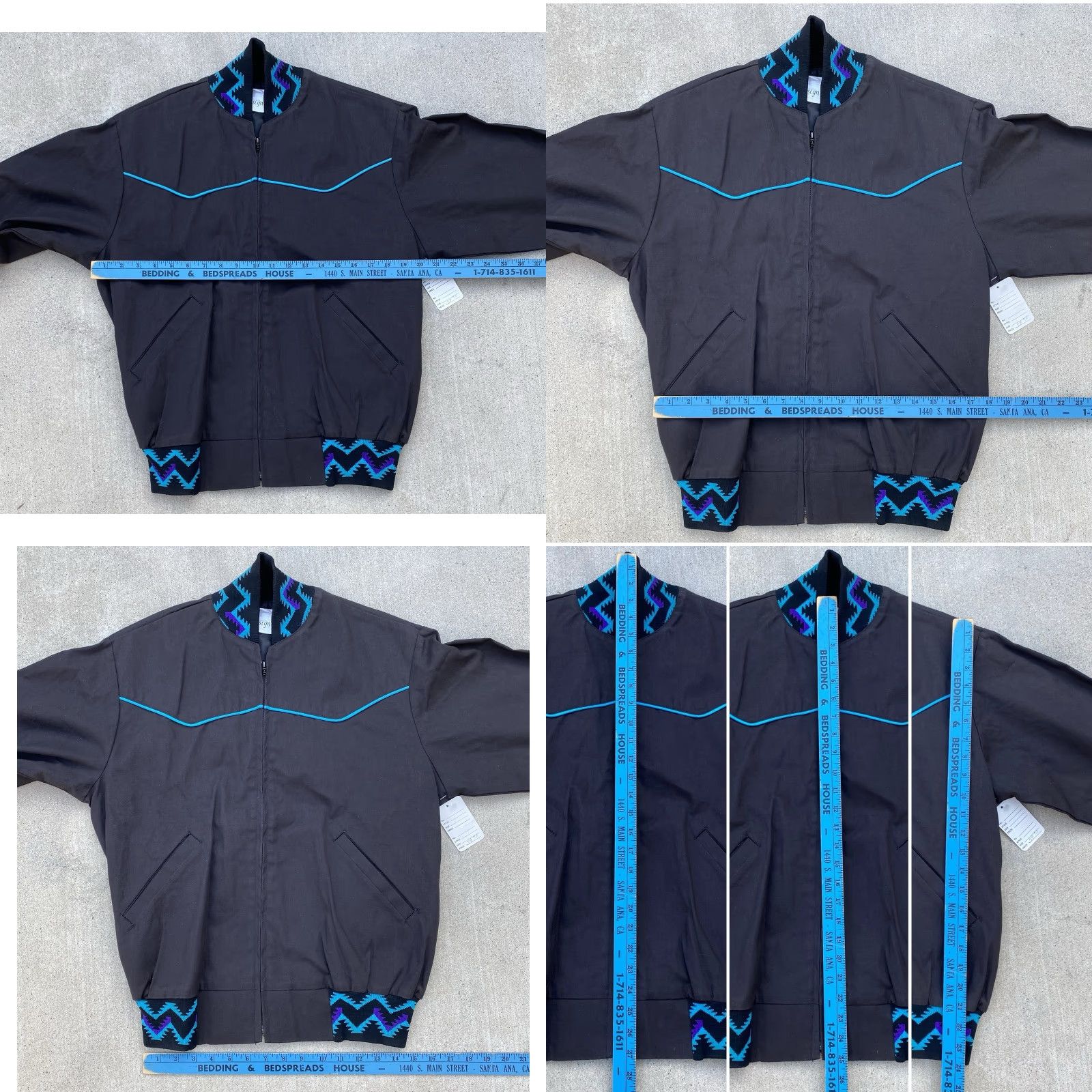 Vintage VINTAGE Stitch Design Jacket Western Cowboy Western Jacket M Mens Black Cotton Blend Zip Bomber Geometric Southwest Pattern 90s ca Sonora Size US M / EU 48-50 / 2 - 11 Thumbnail
