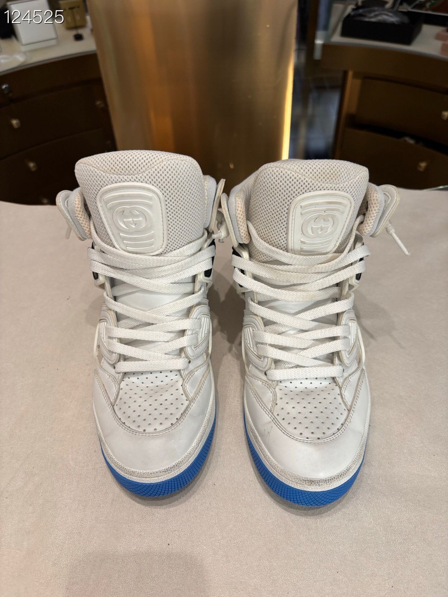 Gucci Gucci Basket Distressed High-Top Unisex Shoes Size US 4.5 / IT 34.5 - 1 Thumbnail