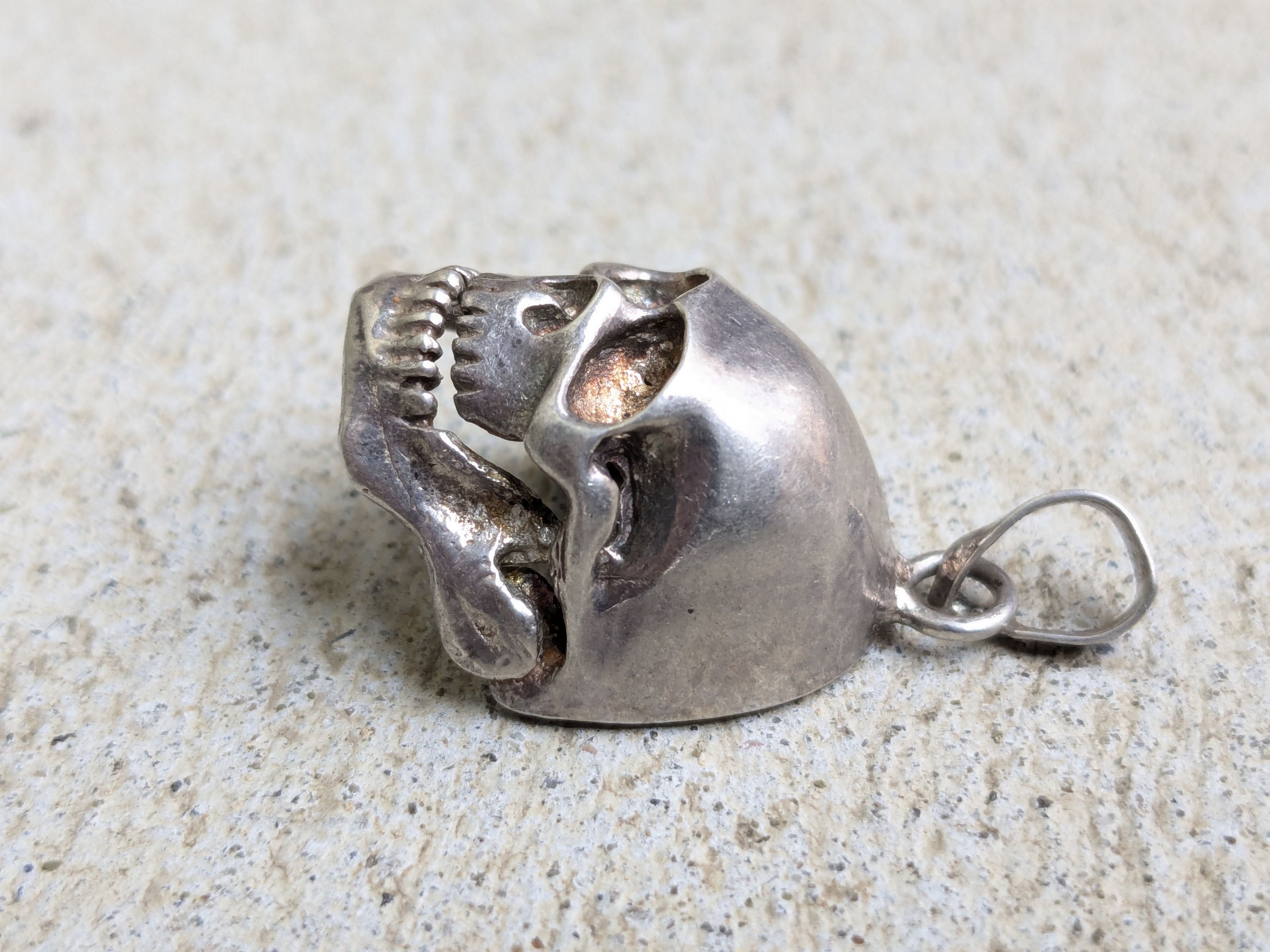 Other Vintage Sterling Silver Pendant Skull Skeleton Punk Size ONE SIZE - 5 Thumbnail