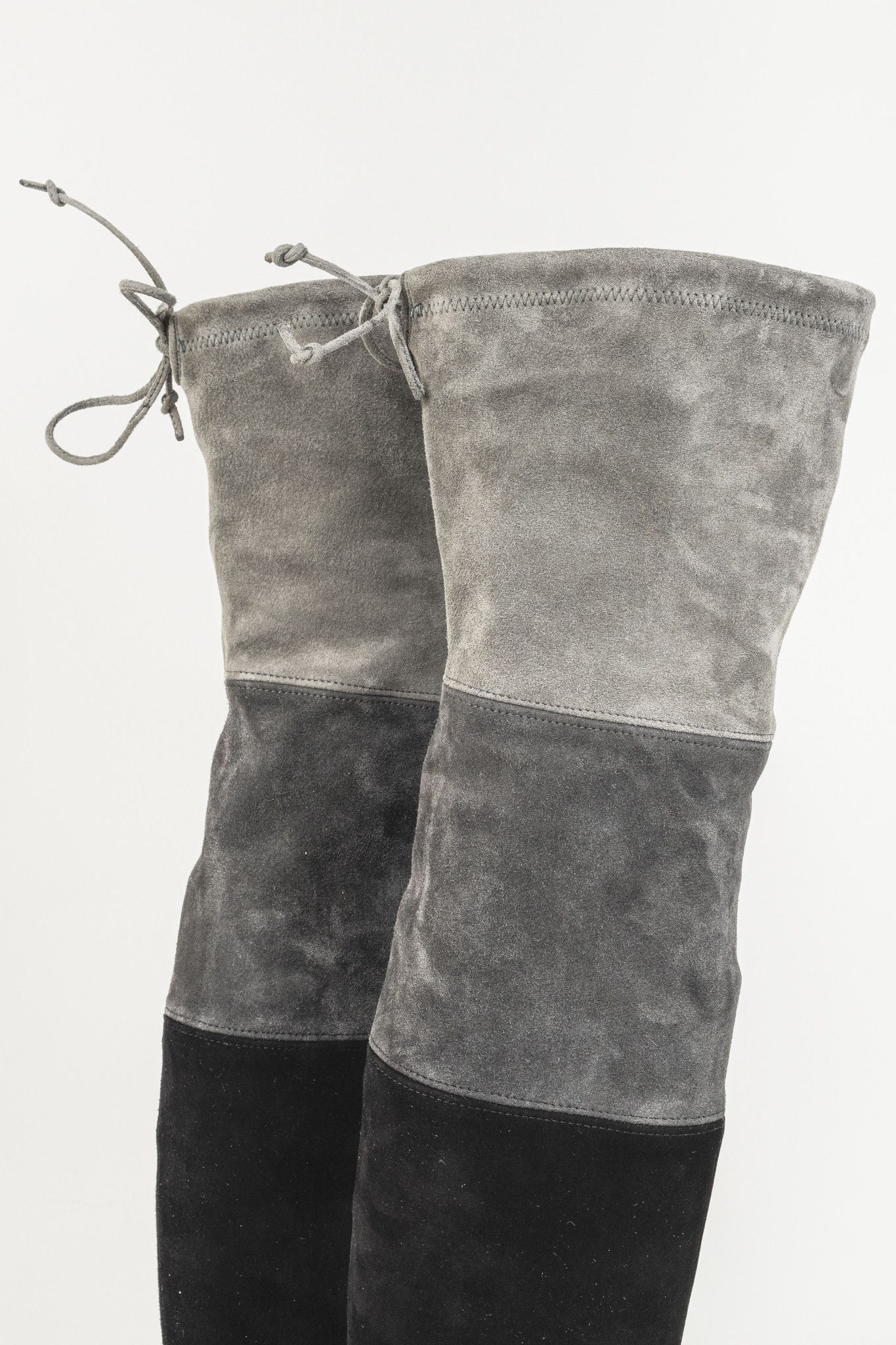Stuart Weitzman Stuart Weitzman Black Greys Block Suede Thigh High Boots Size US 6 / IT 36 - 8 Thumbnail