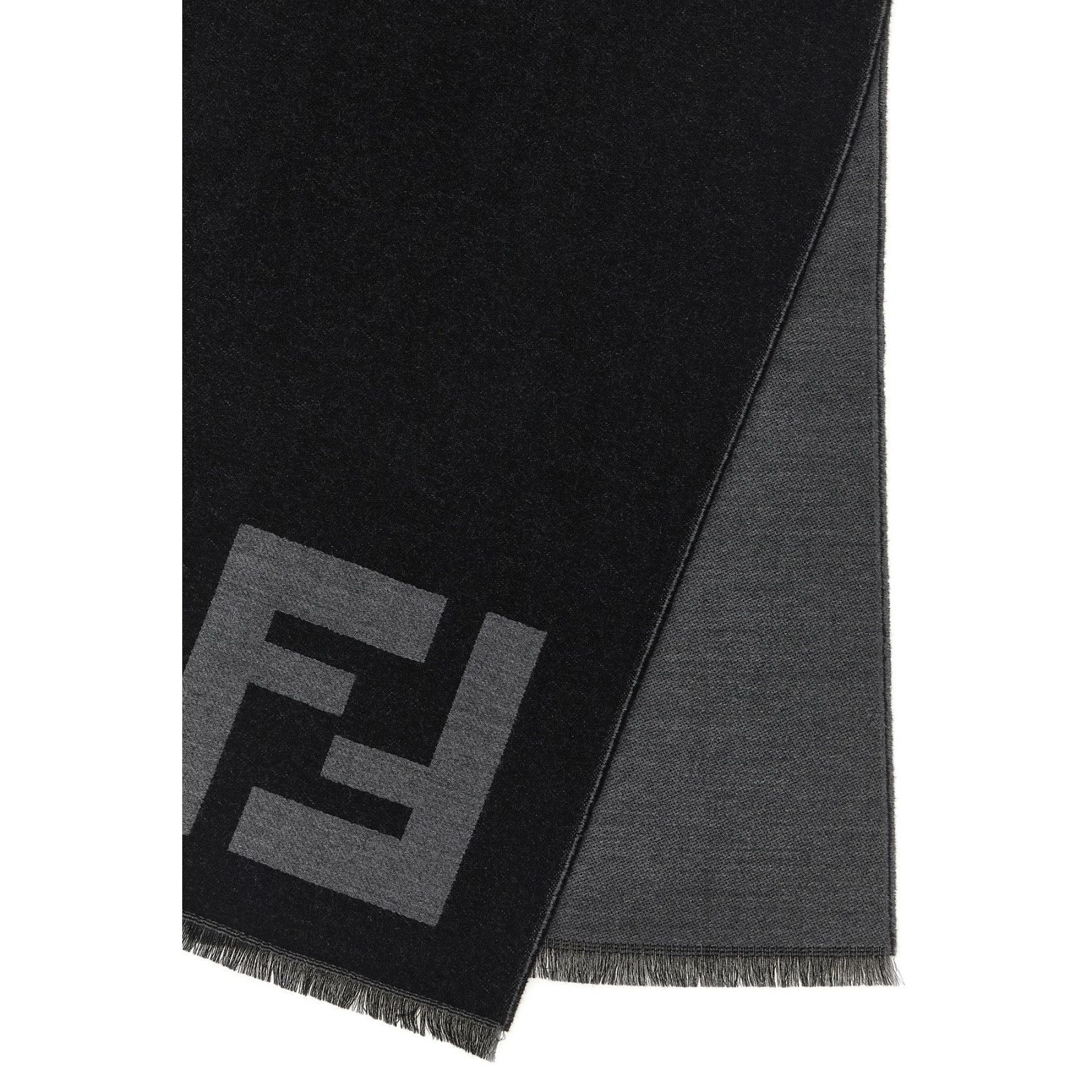 FENDI FF Macro Black Wool Scarf New & Authentic
