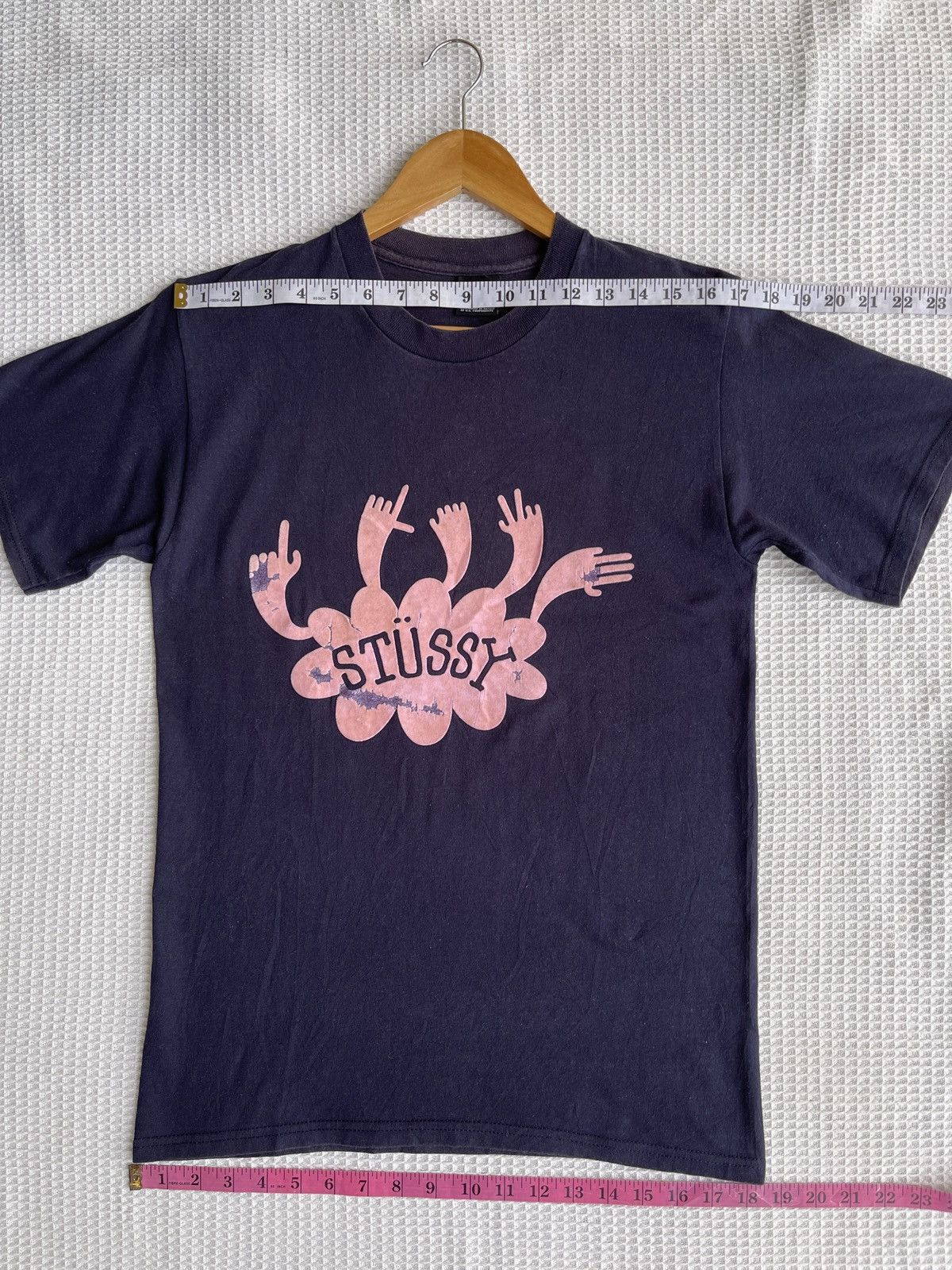 Stussy Rare🔥Vintage STUSSY Big Logo Finger T Shirt Size US S / EU 44-46 / 1 - 7 Thumbnail
