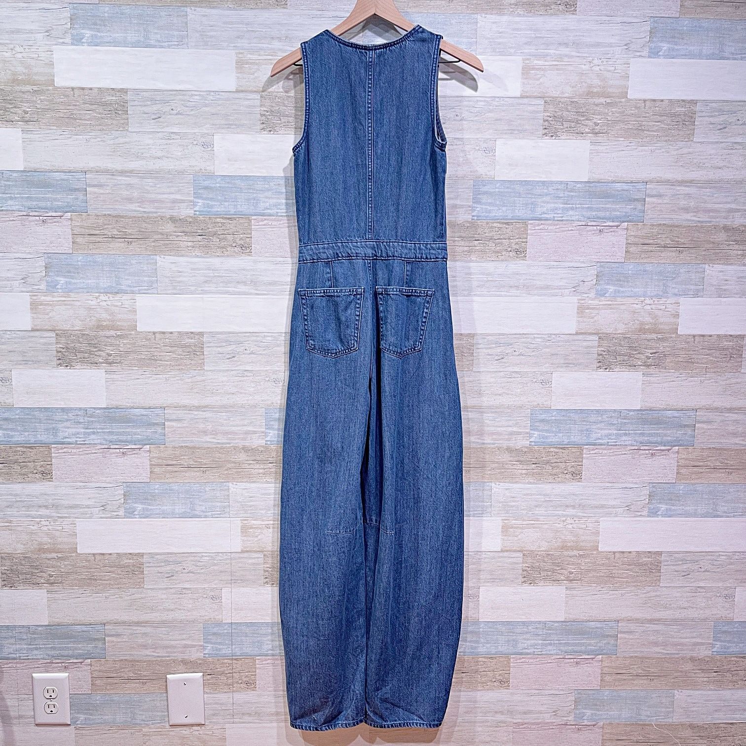 Target Basics Universal Thread Curved Leg Denim Jumpsuit Womens 00 Size 24" / US 00 / IT 34 - 4 Thumbnail