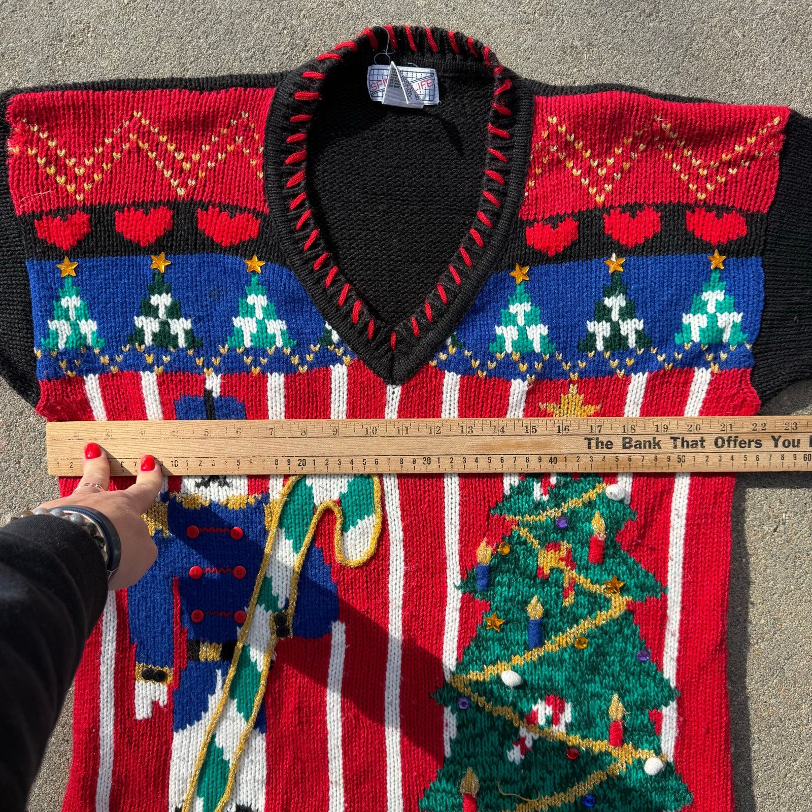 Vintage 90s Gaudy Nutcracker Christmas Tree Holiday Sweater MEDIUM Size M / US 6-8 / IT 42-44 - 7 Thumbnail