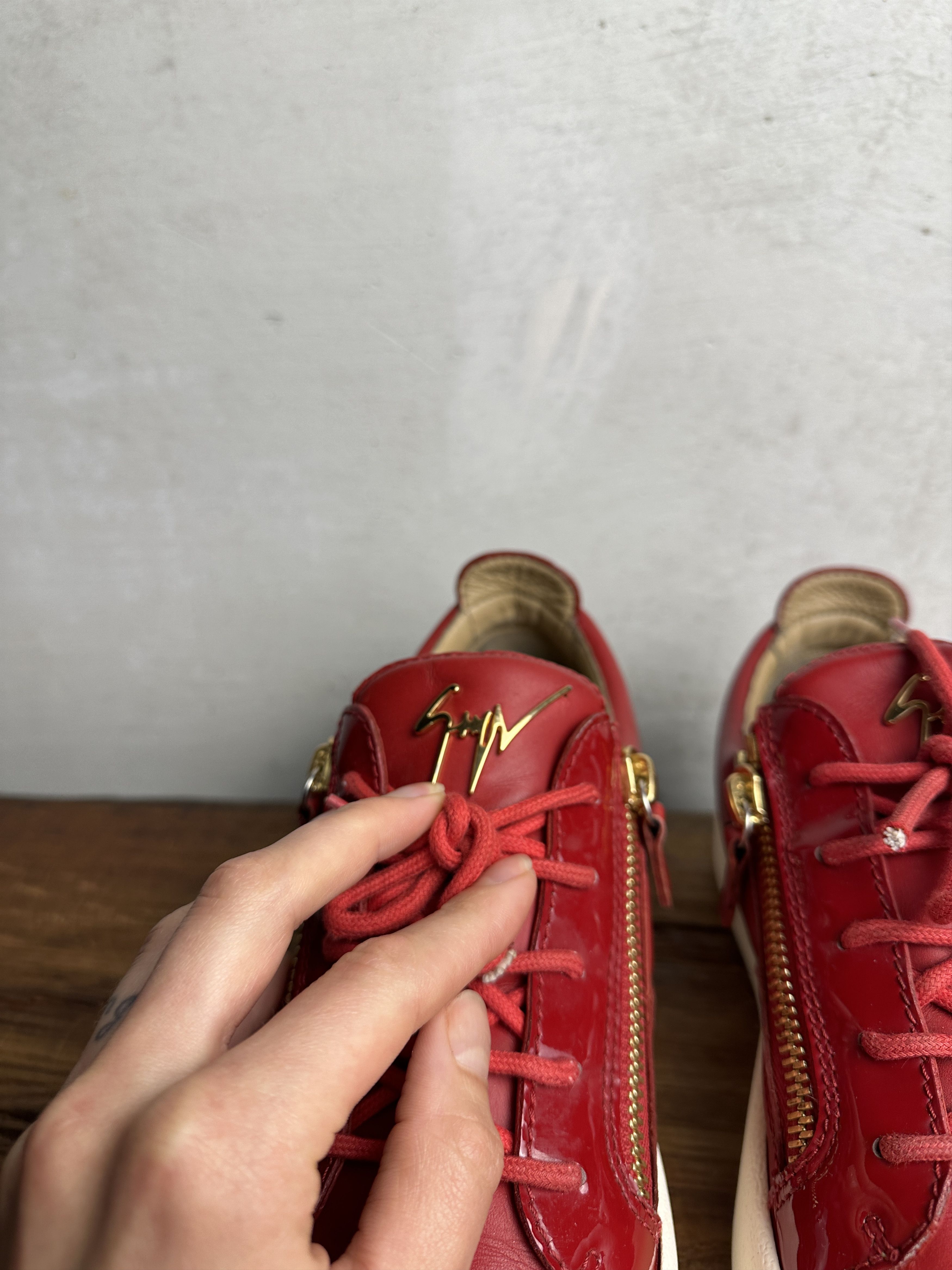 Giuseppe Zanotti Giuseppe Zanotti Red Signature Frankie Sneakers Size US 9 / EU 42 - 11 Thumbnail
