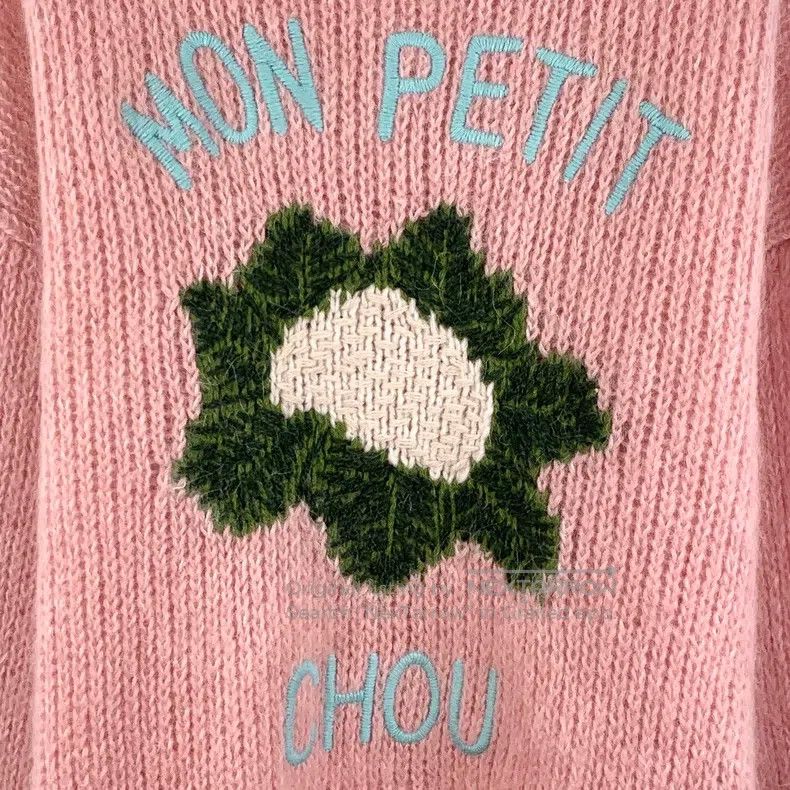 Gucci Gucci Pink floral letter embroidery horsehair round-neck l Size S / US 4 / IT 40 - 4 Thumbnail