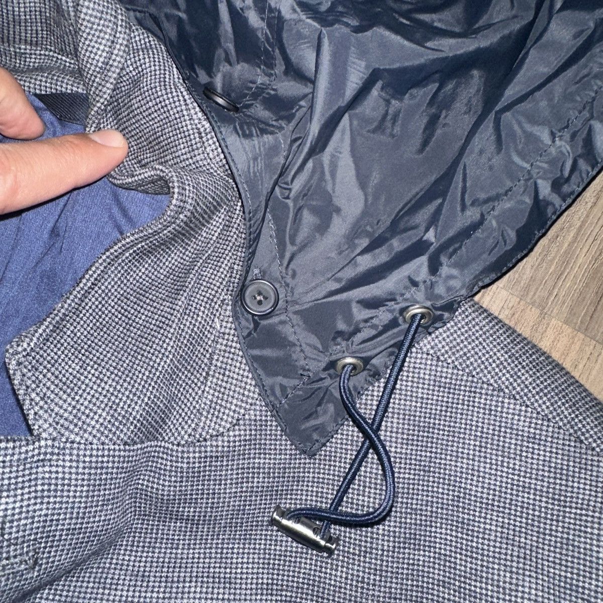 Massimo Dutti Massimo Dutti Hooded Blazer Men’s Navy & Grey Size M-L 42 Size 42S - 5 Thumbnail
