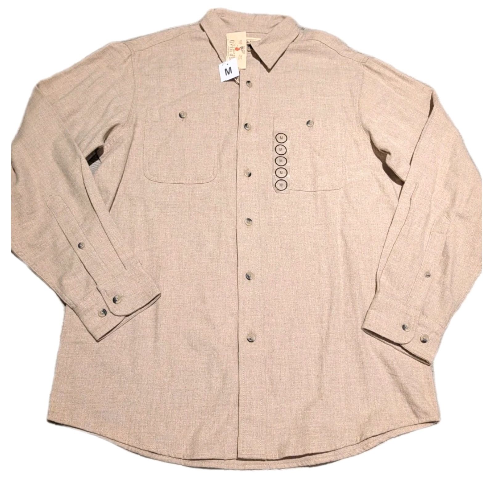 Vintage NWT RedHead Ozark Mountain Solid Flannel Shirt Men M Oatmeal Beig e Cotton Long Sleeve Button-Up Pockets Casual Vintage No (adjusted) Size US M / EU 48-50 / 2 - 2 Thumbnail