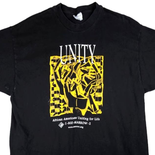Hanes VINTAGE Hanes T-Shirt Mens XL Black 90s Y2K Unity African American Marrow Donor Shirt Size US XL / EU 56 / 4 - 2 Thumbnail