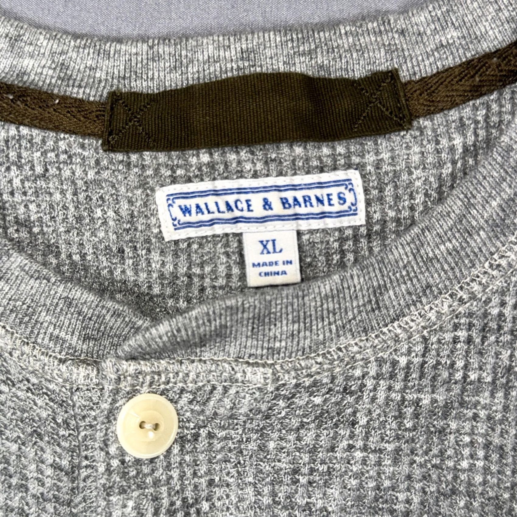 Wallace & Barnes Wallace & Barnes Henley Shirt Mens XL Gray Waffle Knit Thermal Long Sleeve Top Size US XL / EU 56 / 4 - 3 Thumbnail