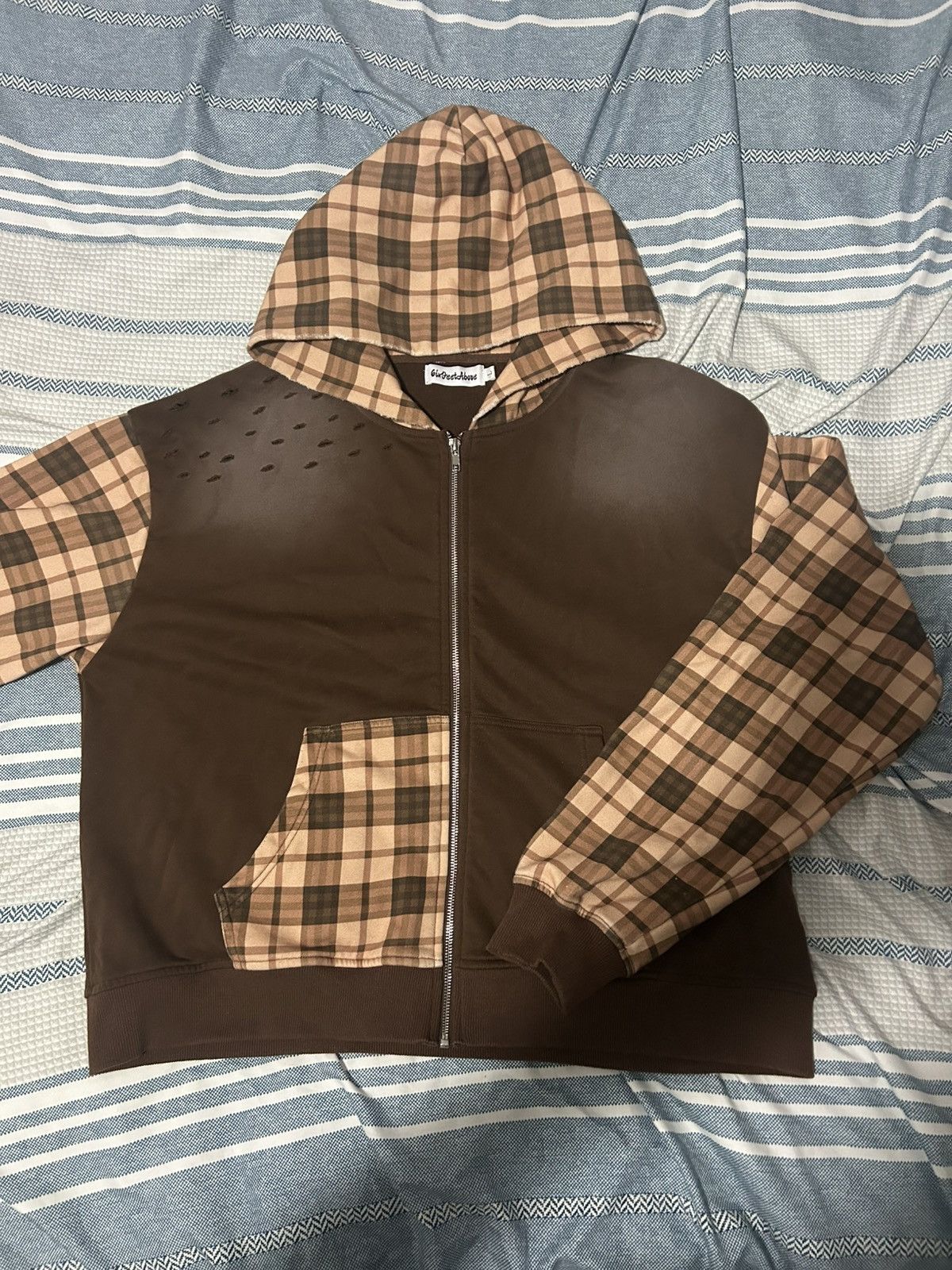 Other Plaid Distressed Brown Zipup Size US L / EU 52-54 / 3 - 1 Thumbnail