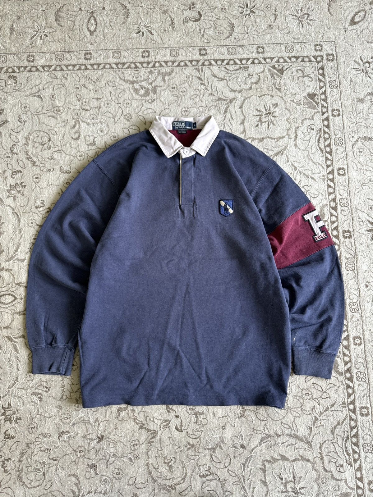 90s Vintage Polo Ralph Lauren Rugby Long Sleeve Distressed