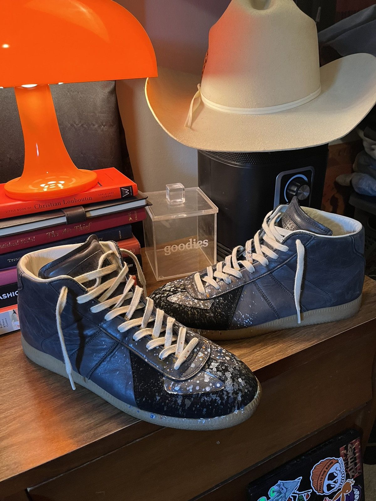 Maison margiela paint splatter high top deals