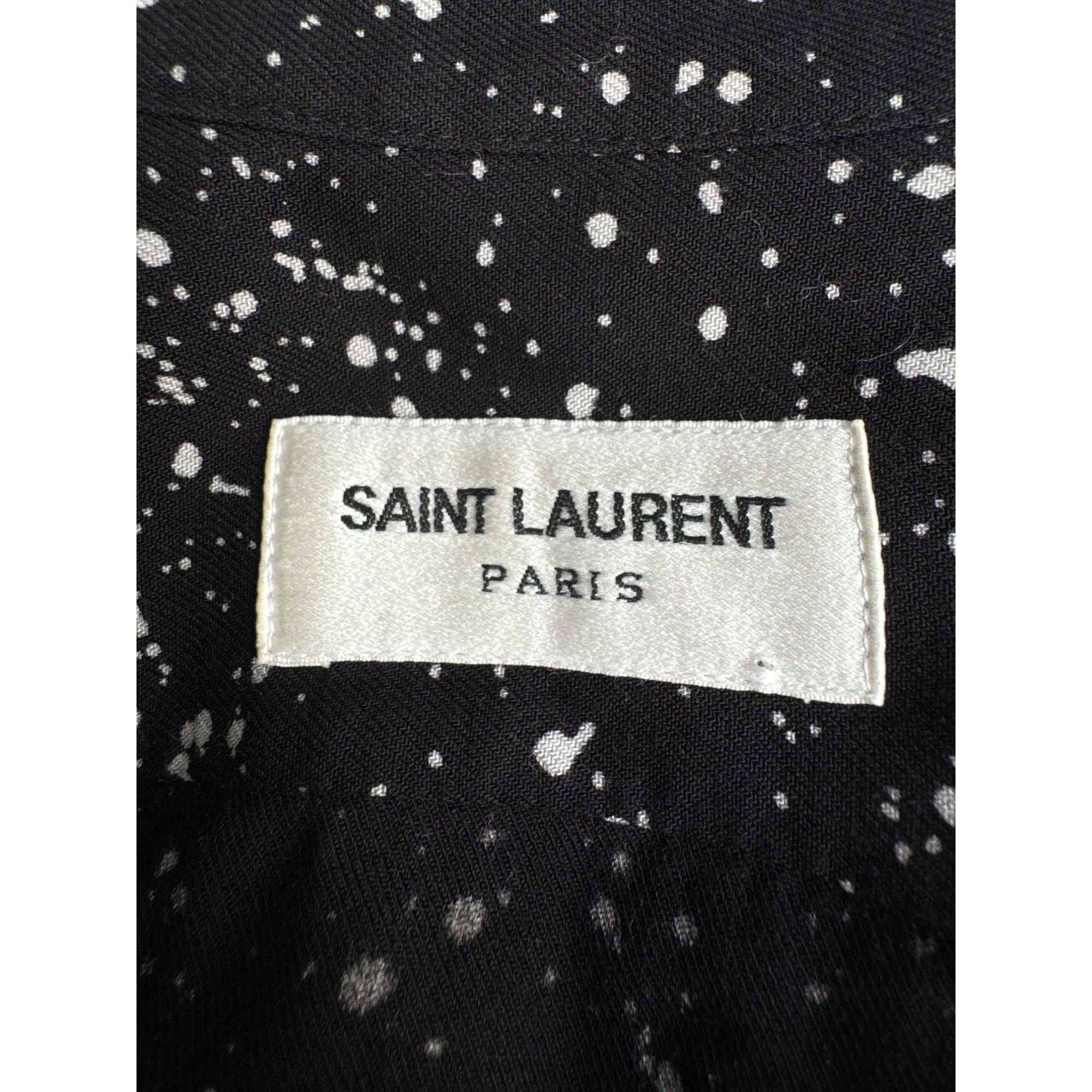 Saint Laurent Paris Hedi Slimane 2015 Black Splattered Shirt Size S / US 4 / IT 40 - 6 Thumbnail