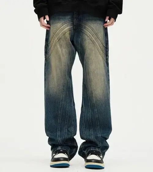 Japanese Brand × Jean Y2K Painted Circle Striped Baggy Jeans Size US 30 / EU 46 - 1 Thumbnail